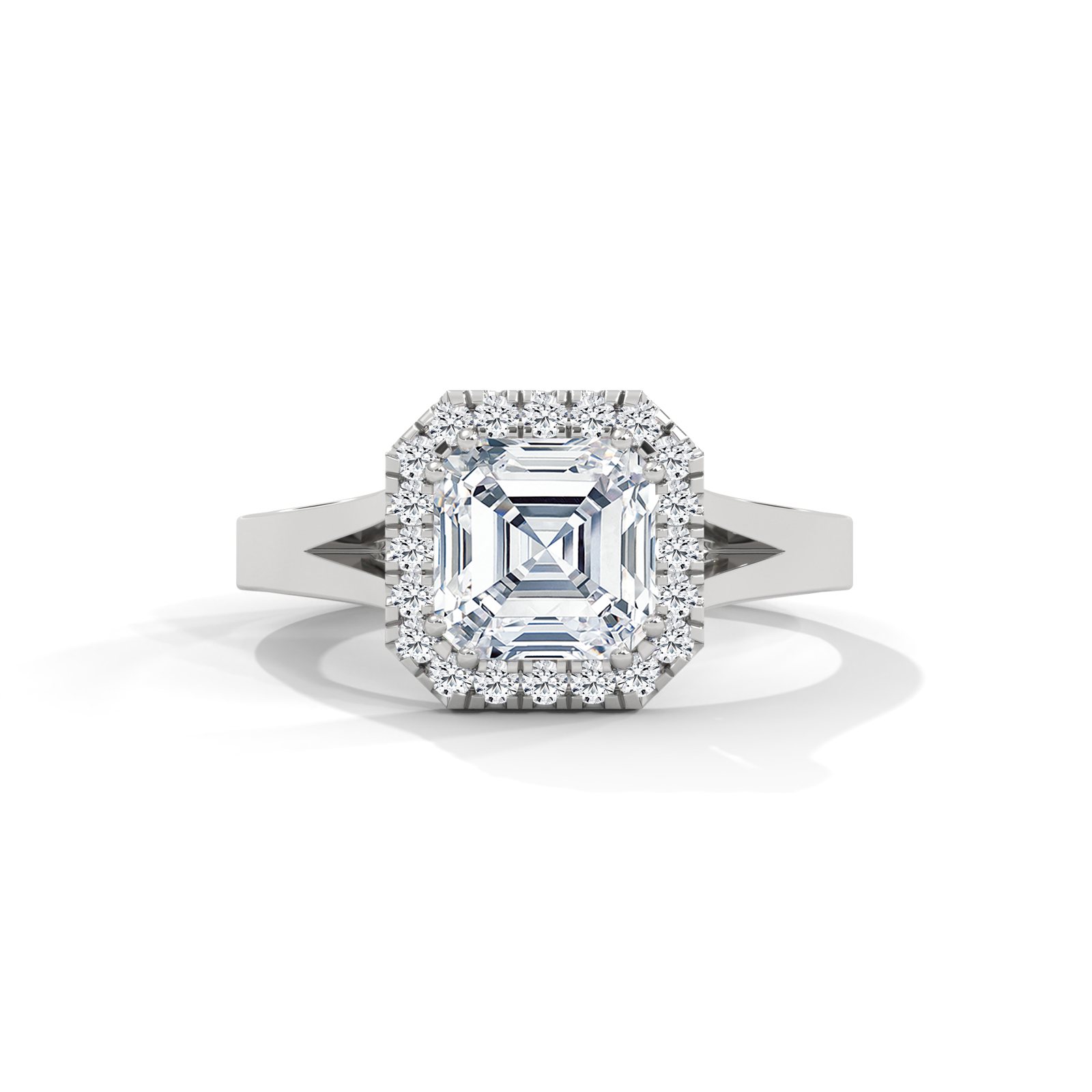 Asscher Halo Split-Shank Ring
