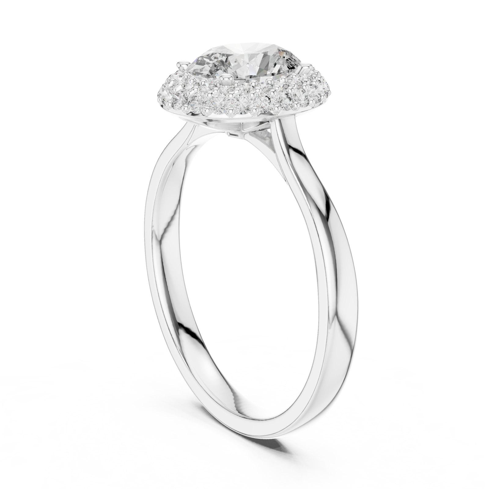 Darina Oval Double Halo Engagement Ring in white gold