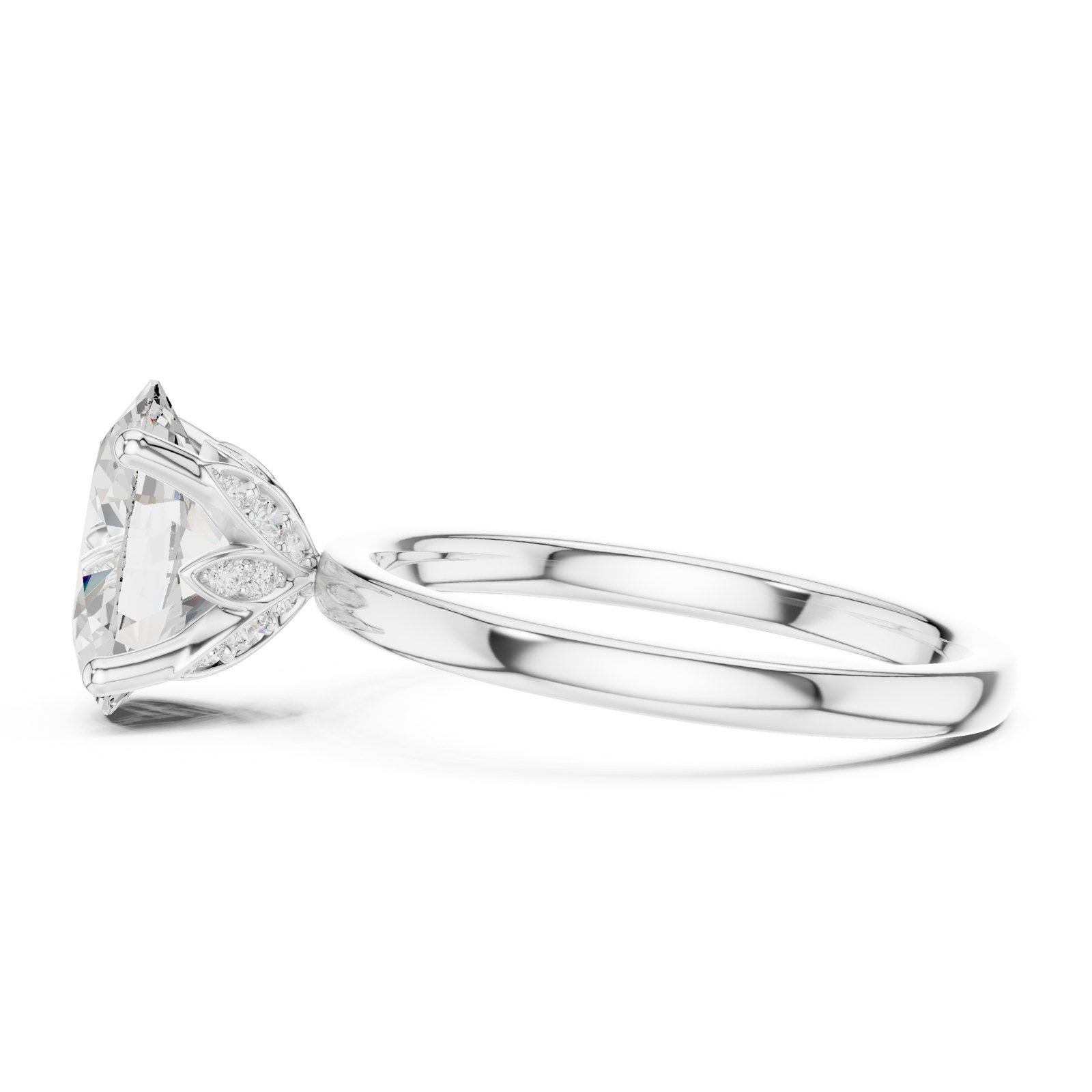 Hermia Oval Hidden Halo Engagement Ring in white gold