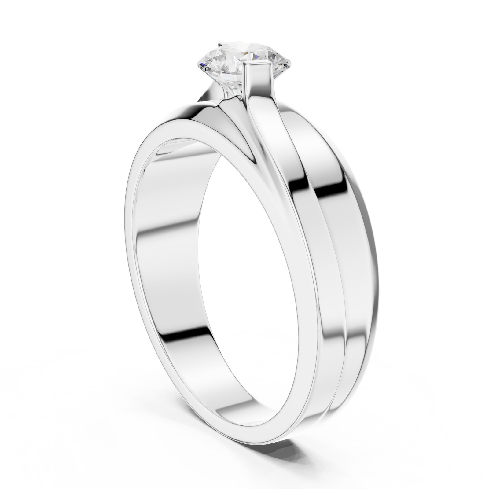 Gideon Men's Overlapping Band Solitaire Ring in white gold