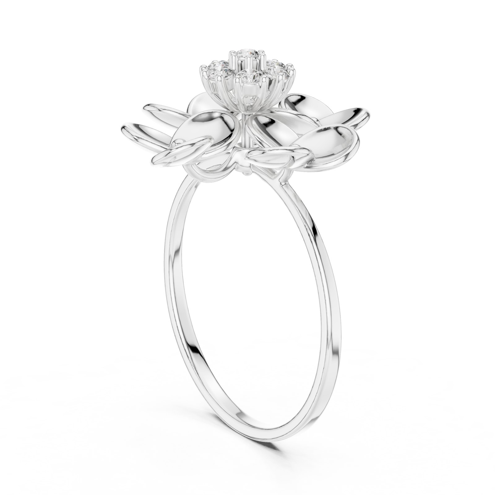 Elysia Flower Cluster Statement Ring in white gold