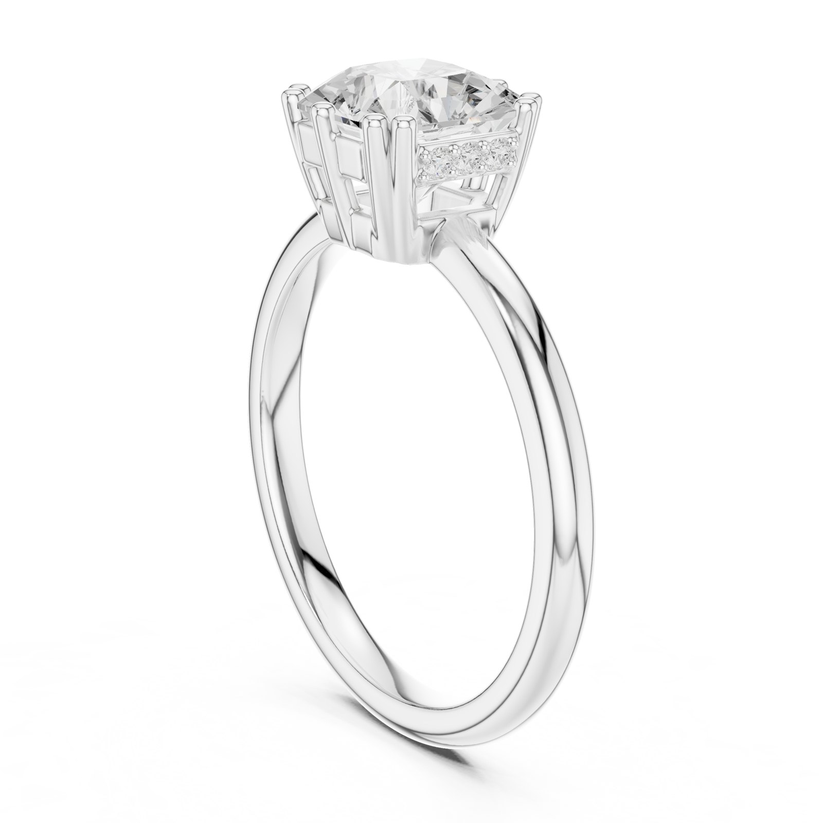 Elodie Radiant Hidden Halo Solitaire Engagement Ring in white gold