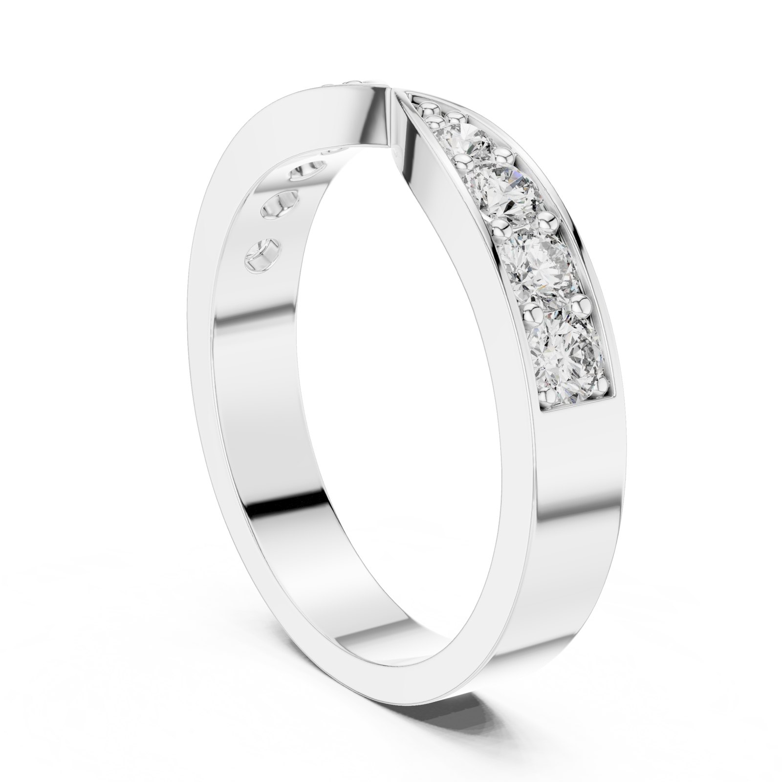Lenora Tapered Pavé Wedding Band in white gold
