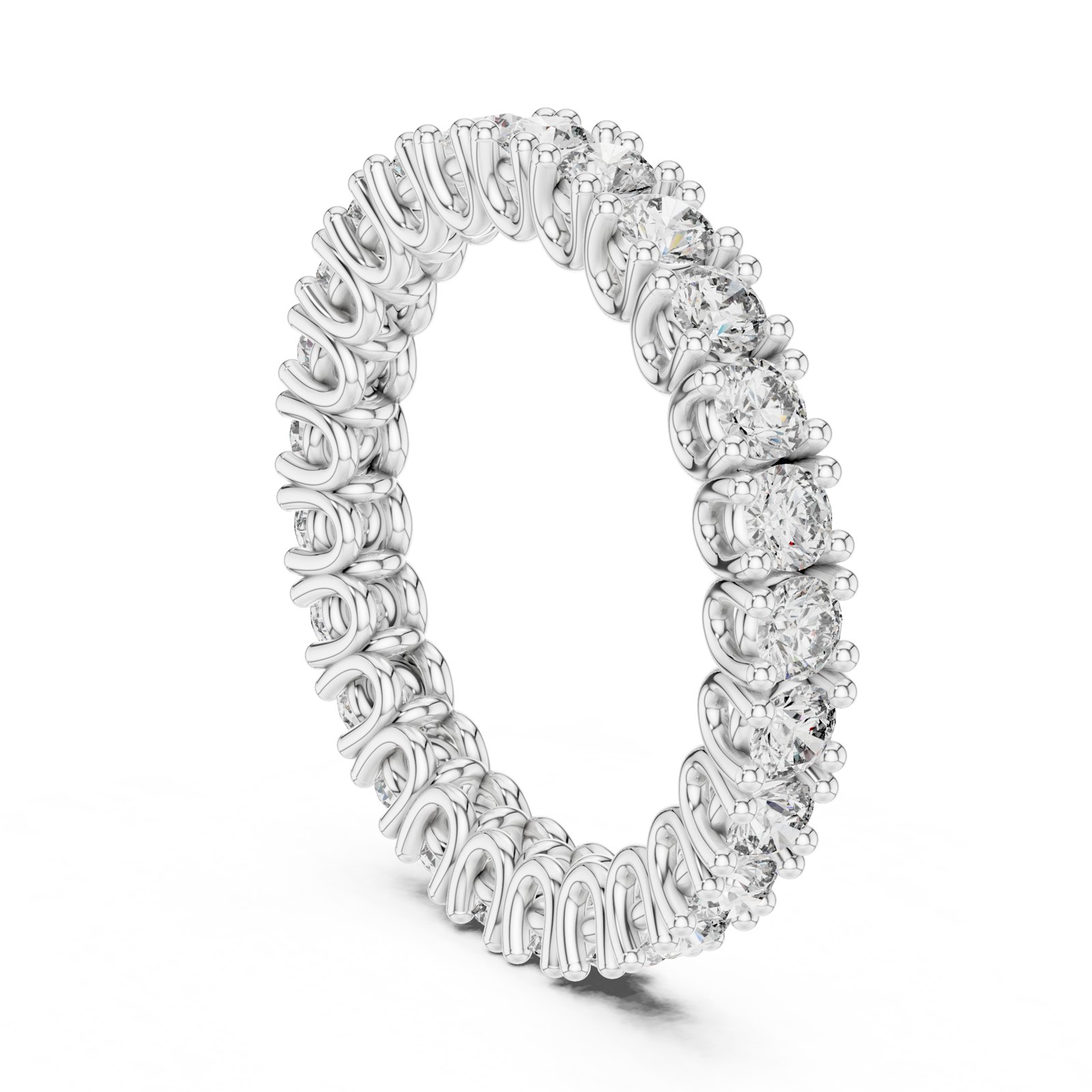 Esmeralda Round Prong Set Eternity Band in white gold