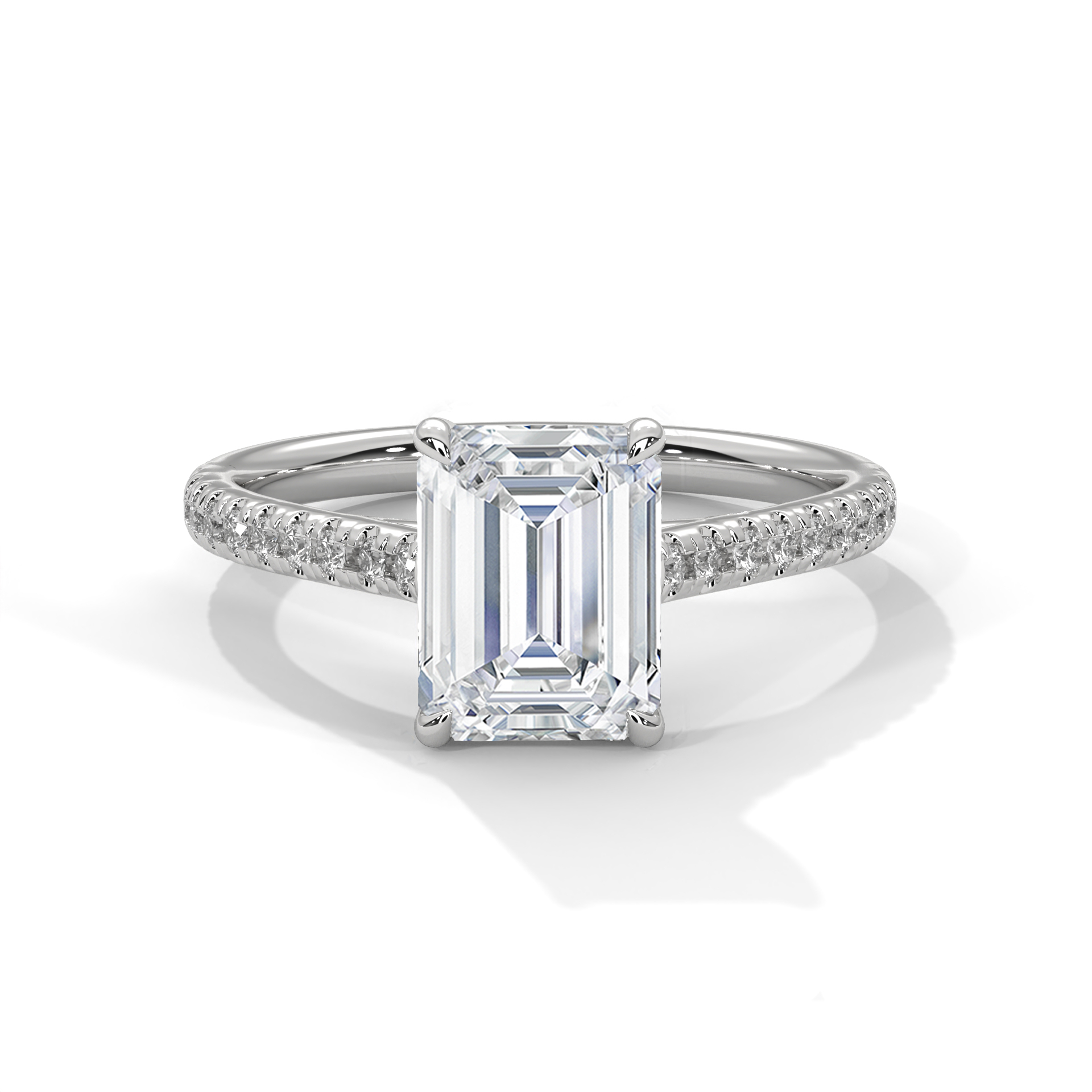 Emerald-Cut Pavé Solitaire Ring