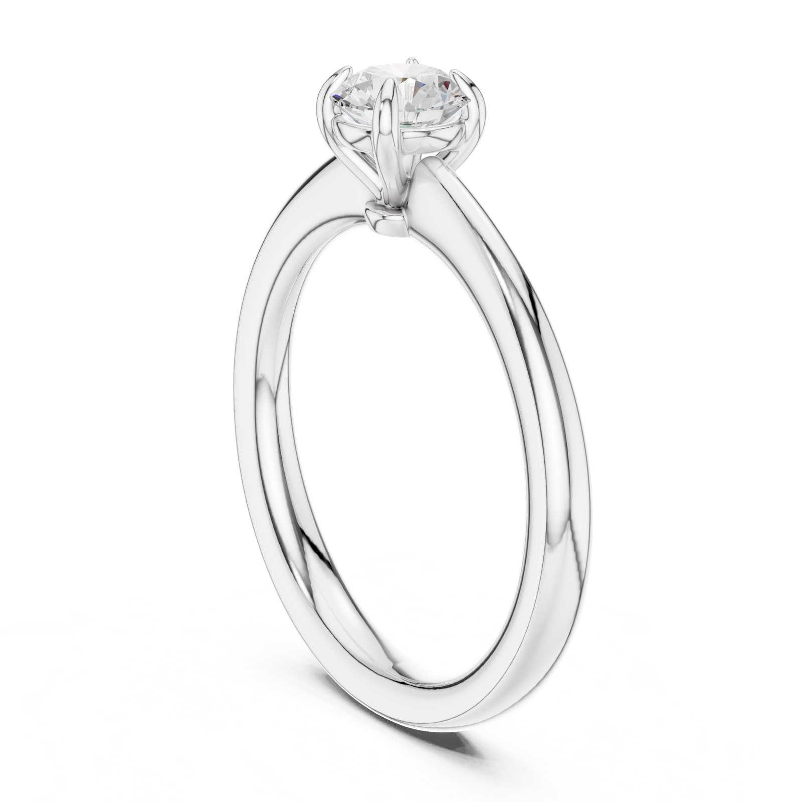 Catalina Round Solitaire Engagement Ring with Thin Tapered Band in white gold