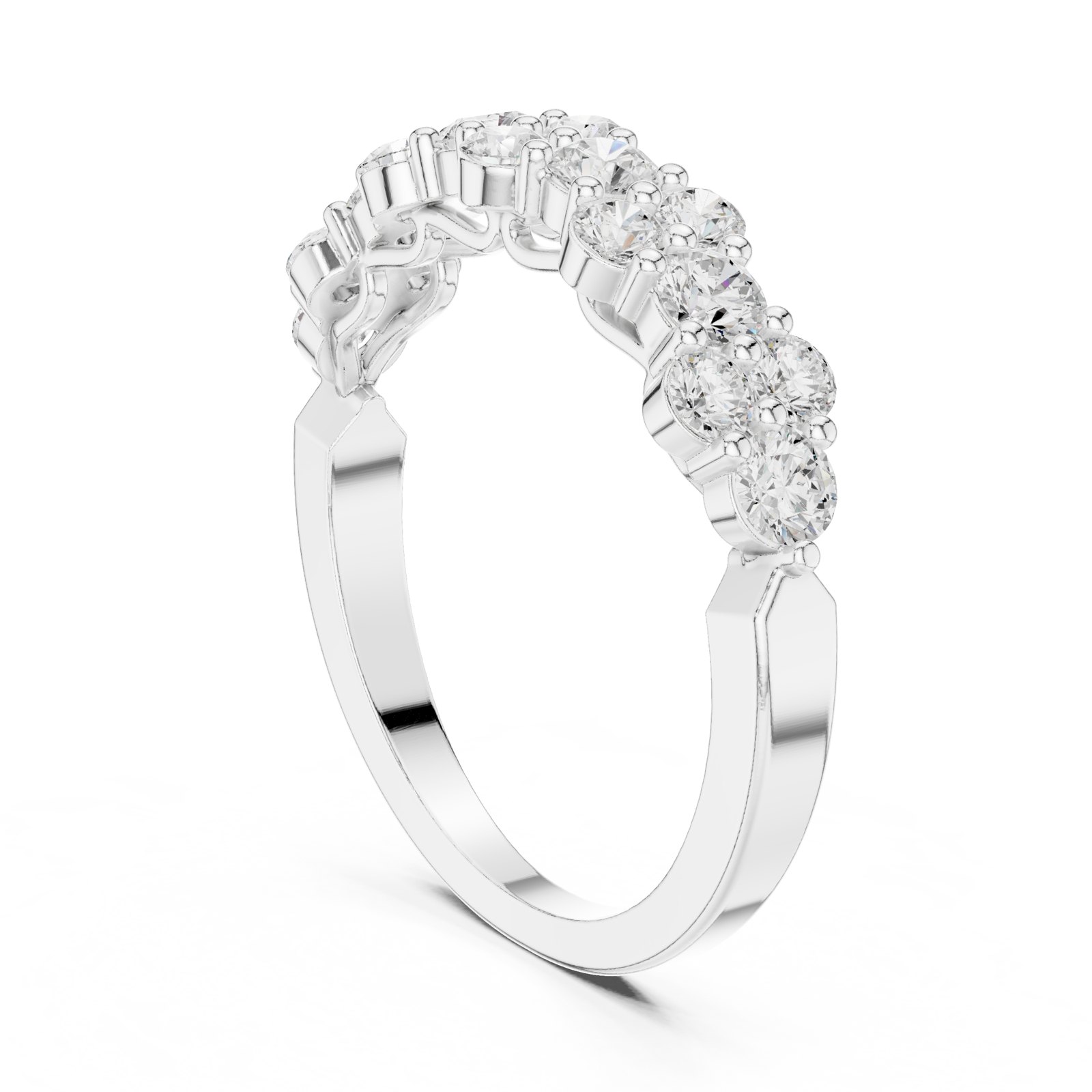 Kajsa Round Diamond Cluster Half Eternity Band in white gold