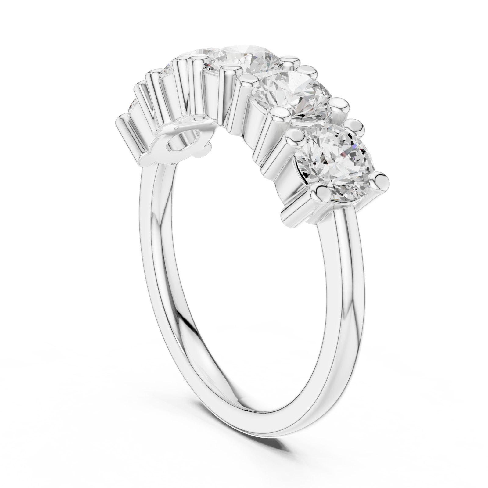 Andromeda Statement Curved Diamond Wedding Band in white gold