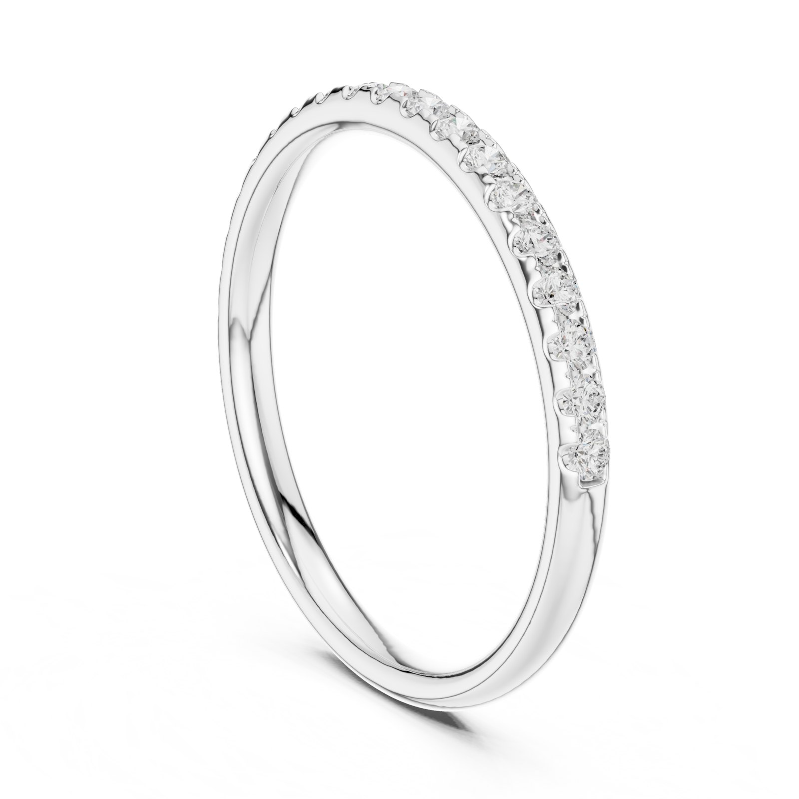 Ivie Slim Split Prong Pavé Half Eternity Band in white gold