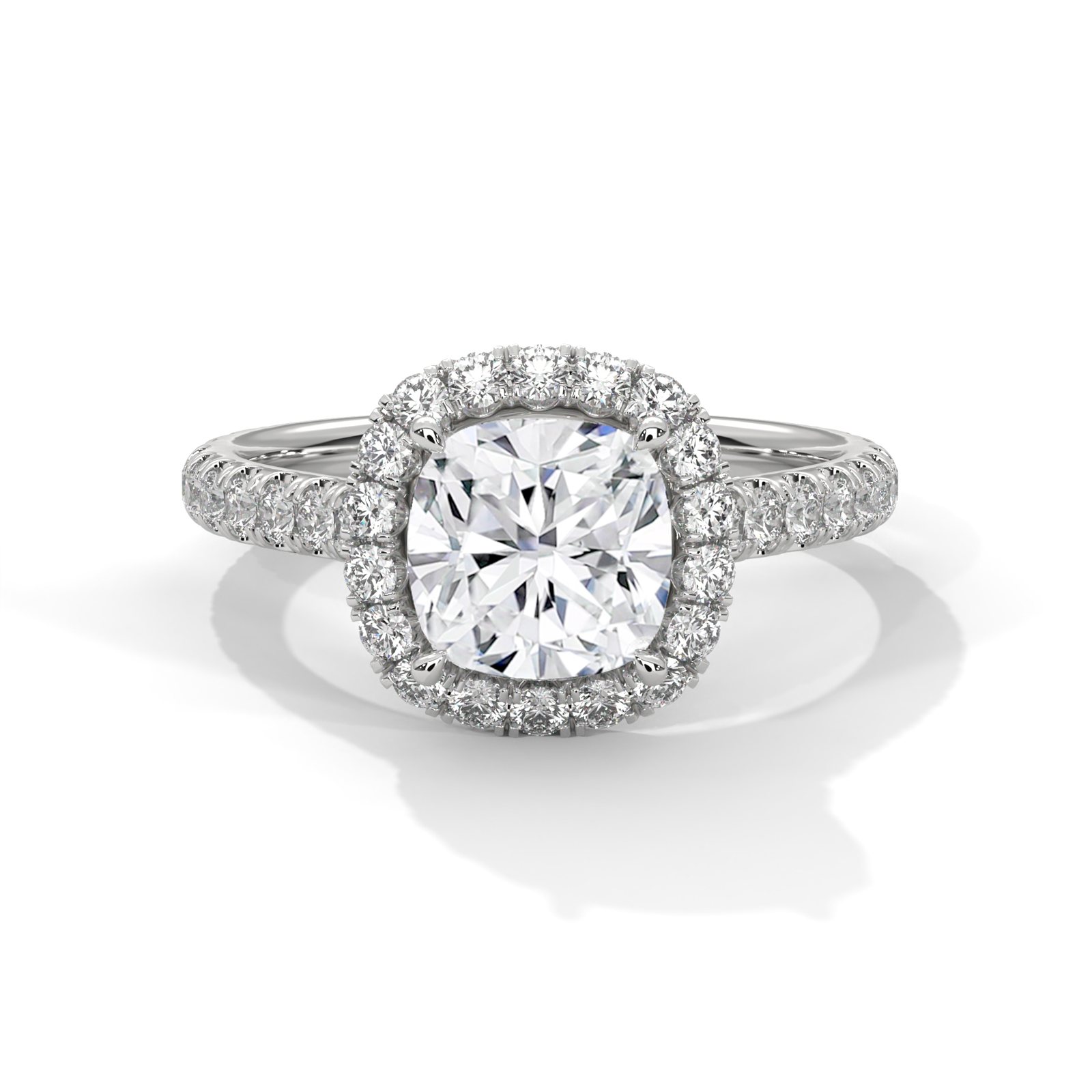 Cushion Halo Pavé Diamond Ring