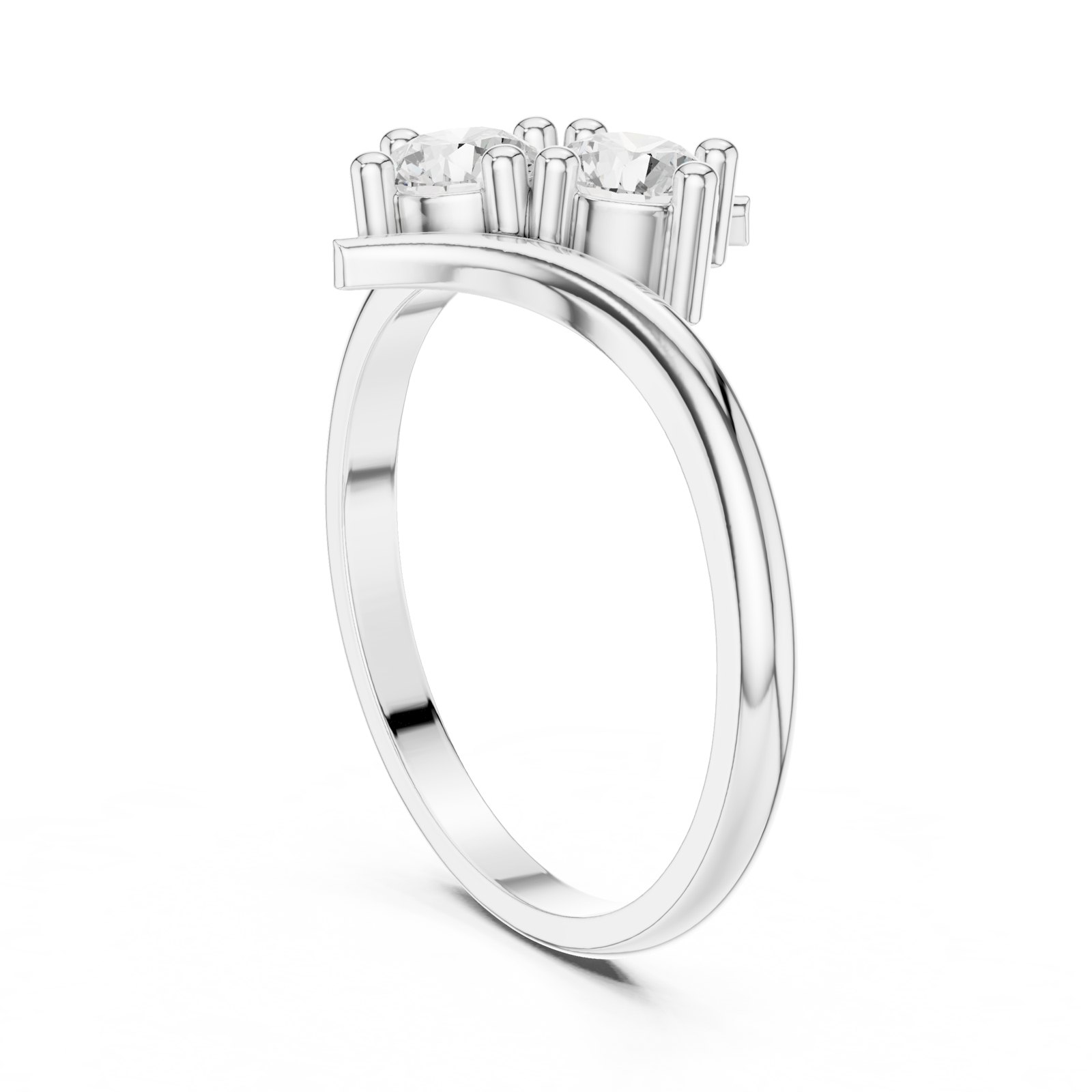 Selene Round Bypass Toi Et Moi Ring in white gold