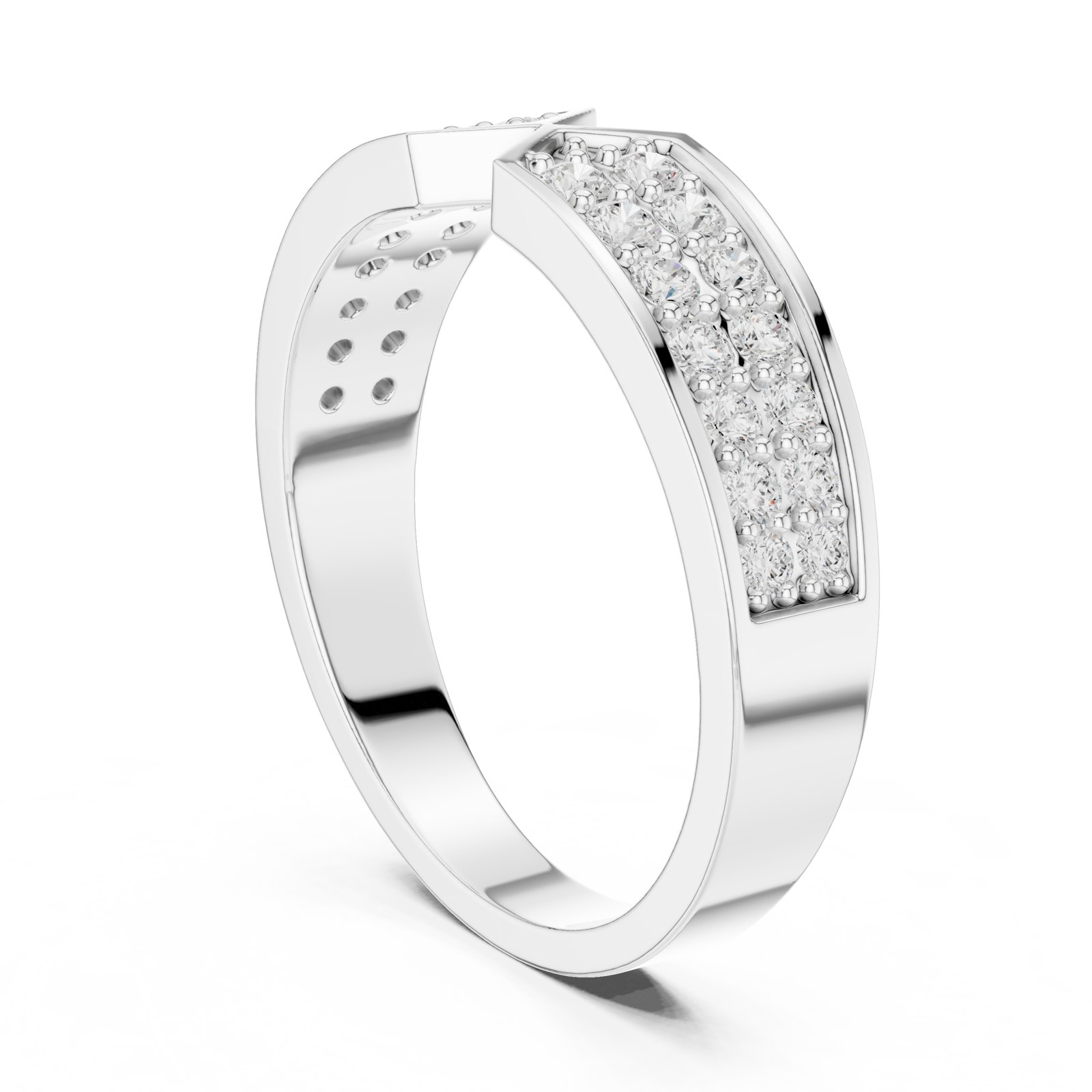 Karola Open Gap Double Row Pavé Wedding Band in white gold