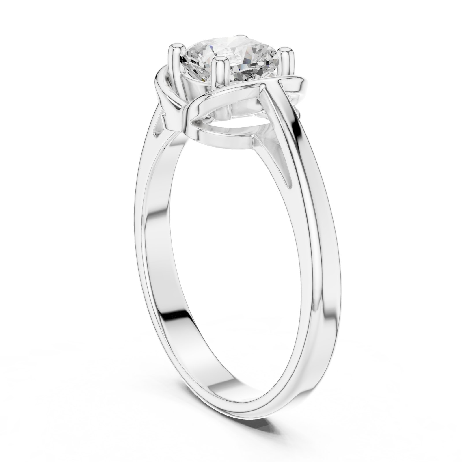 Aneta Cushion Cut Wrapped Bypass Solitaire Engagement Ring in white gold