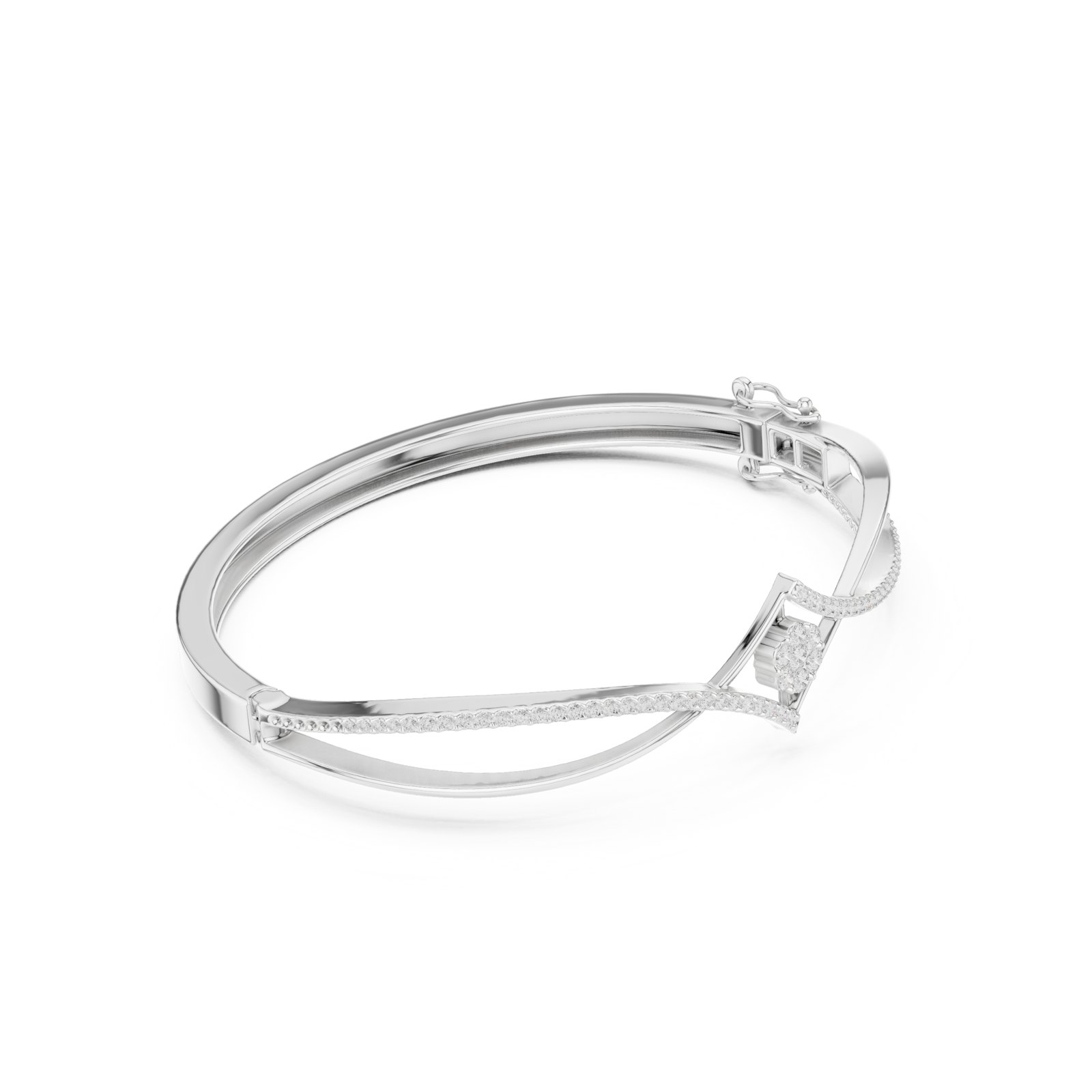 Maluhia Twisted Ribbon Pavé Diamond Bangle in white gold