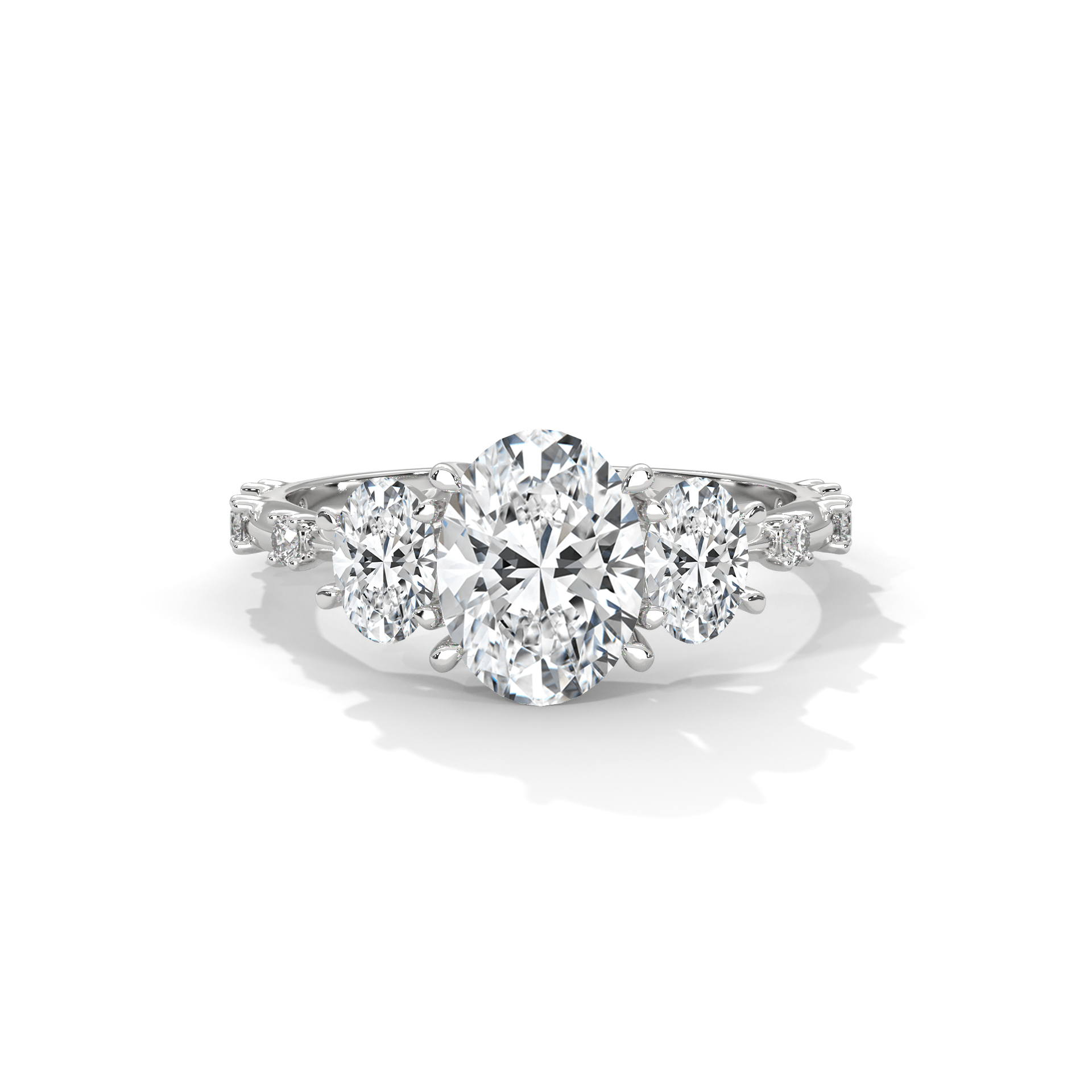 Oval Three-Stone Vine Diamond Ring