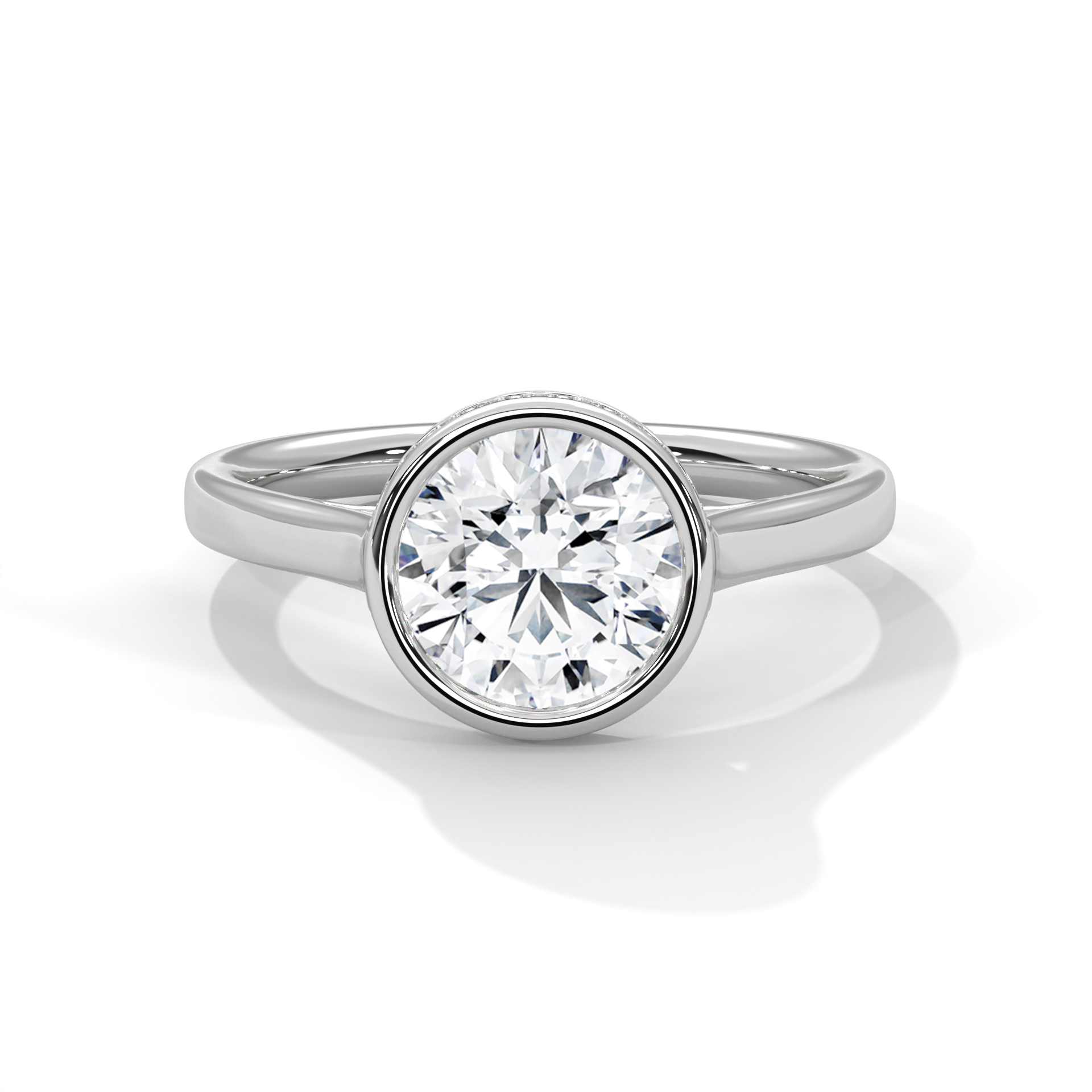 Round Bezel Milgrain Diamond Ring