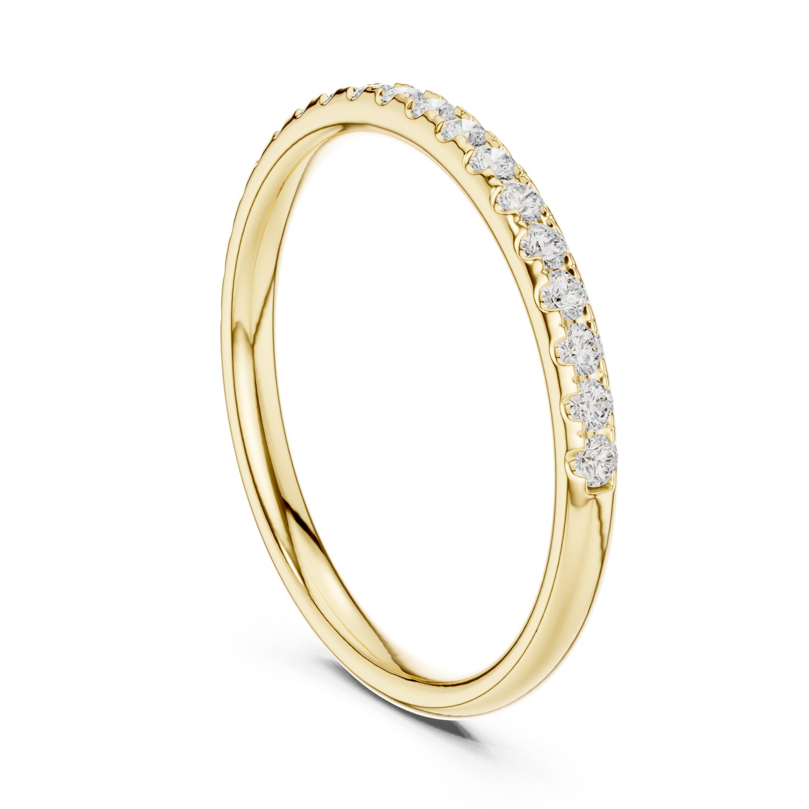 Ivie Slim Split Prong Pavé Half Eternity Band in yellow gold