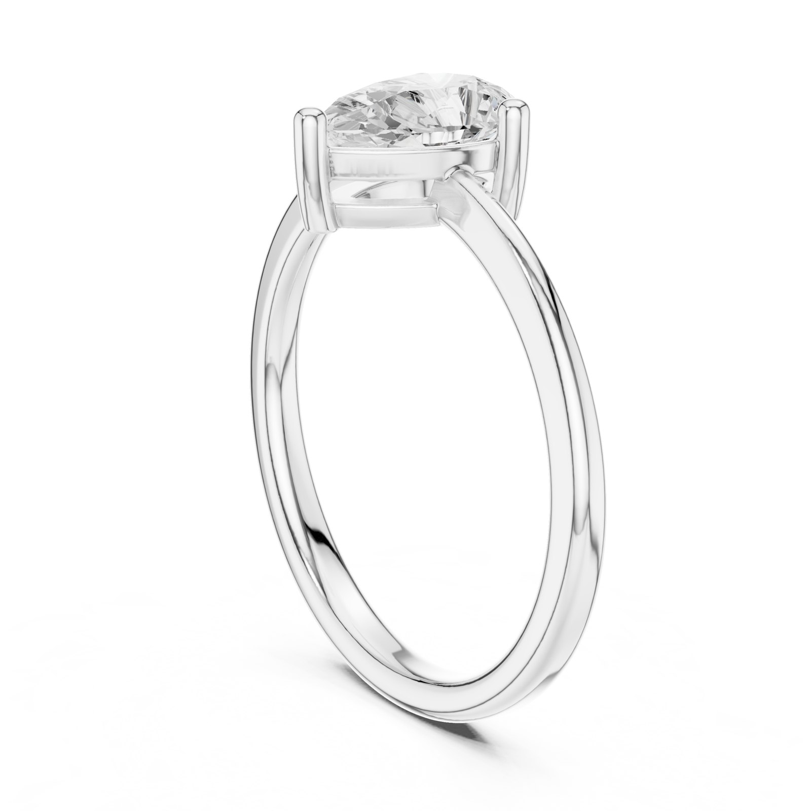 Amina East West Pear Solitaire Engagement Ring in white gold