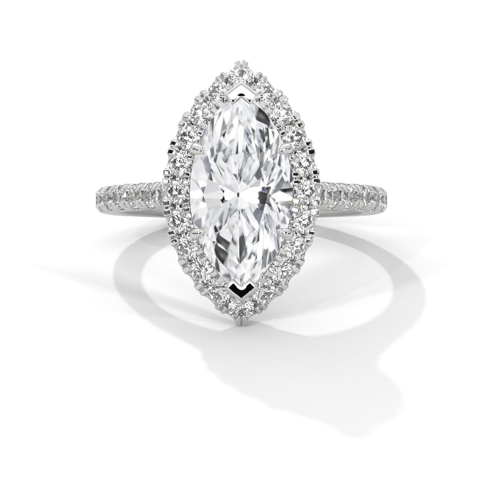 Marquise Halo Pavé Diamond Ring