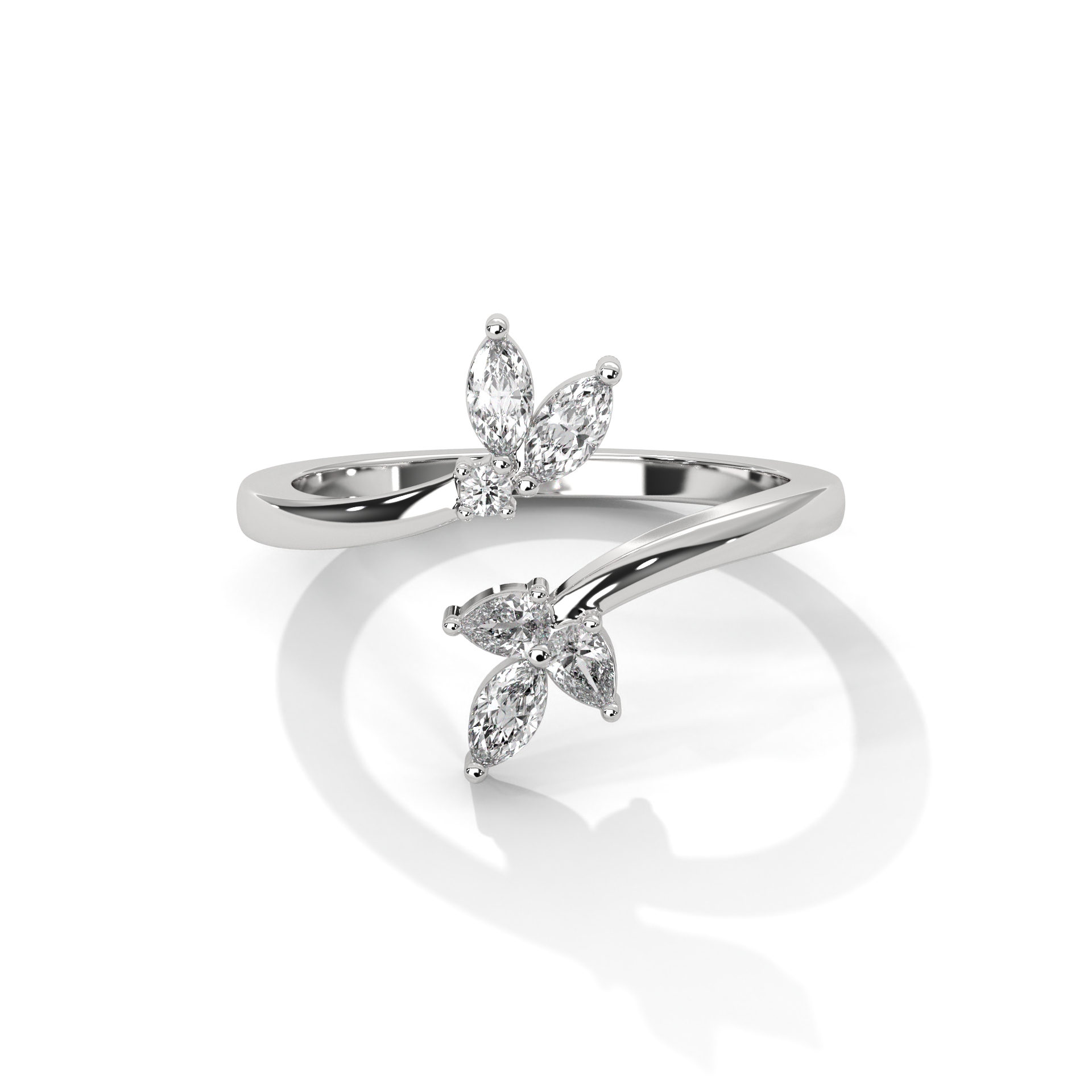 Marquise and Pear Diamond Butterfly Bypass Ring