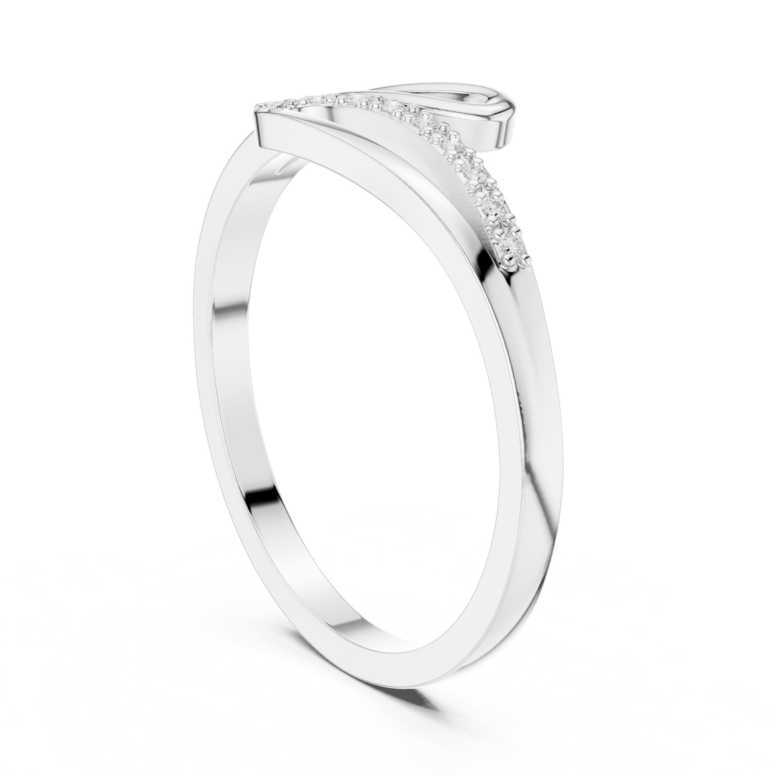 Leandra Swept Pavé Bypass Ring in white gold