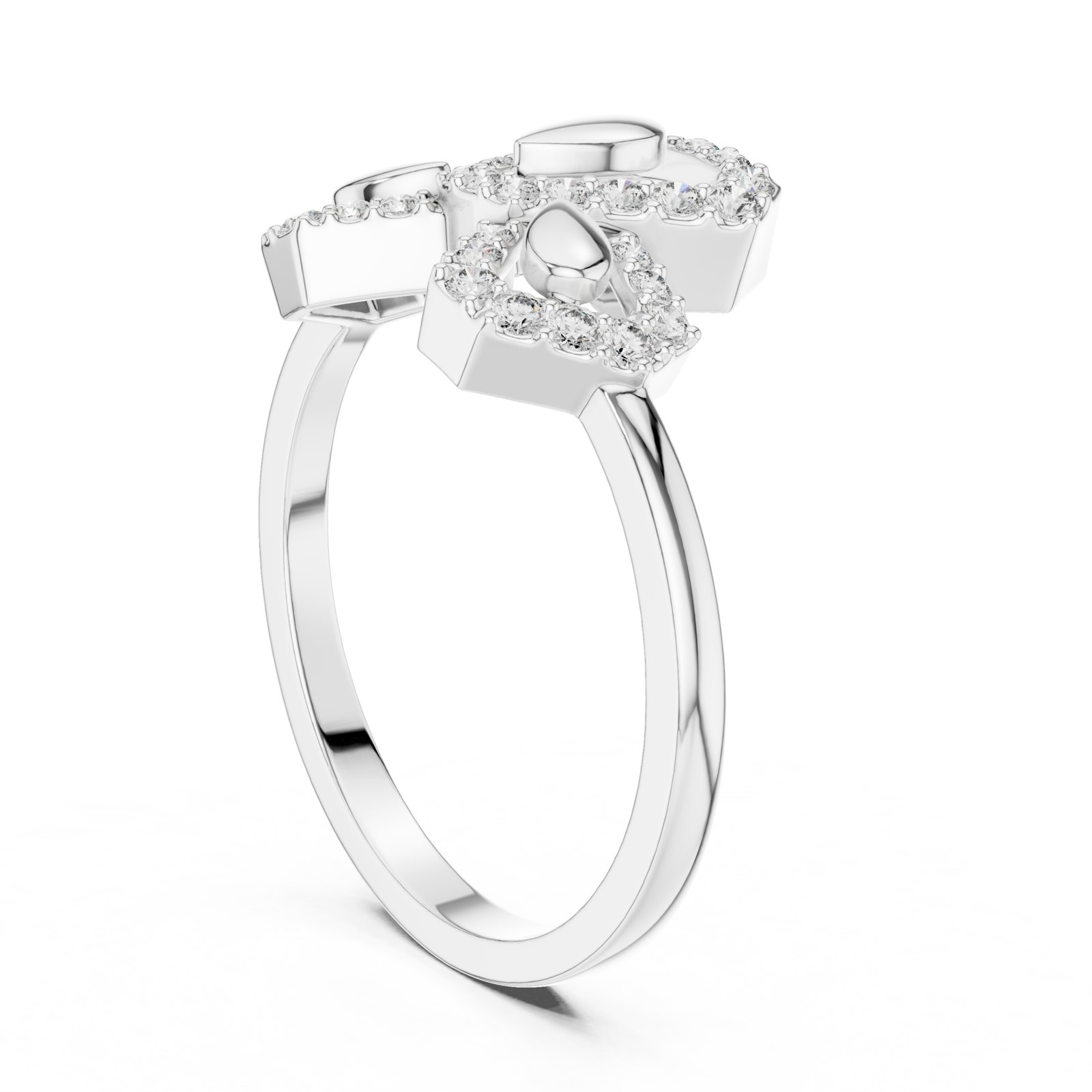 Hollis Hexagon Pavé Cluster Fashion Ring in white gold