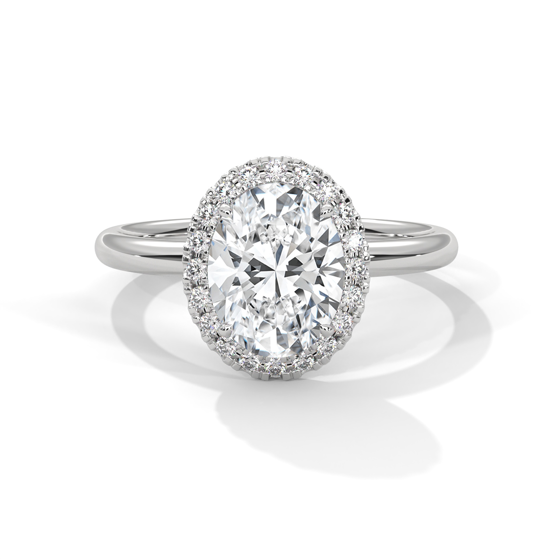 Oval Halo Plain Band Ring