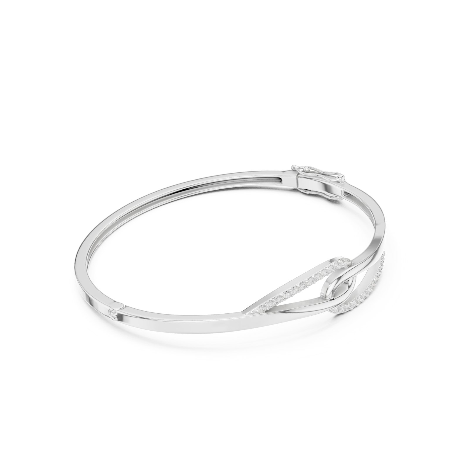 Nalu Knotted Loop Pavé Diamond Bangle in white gold