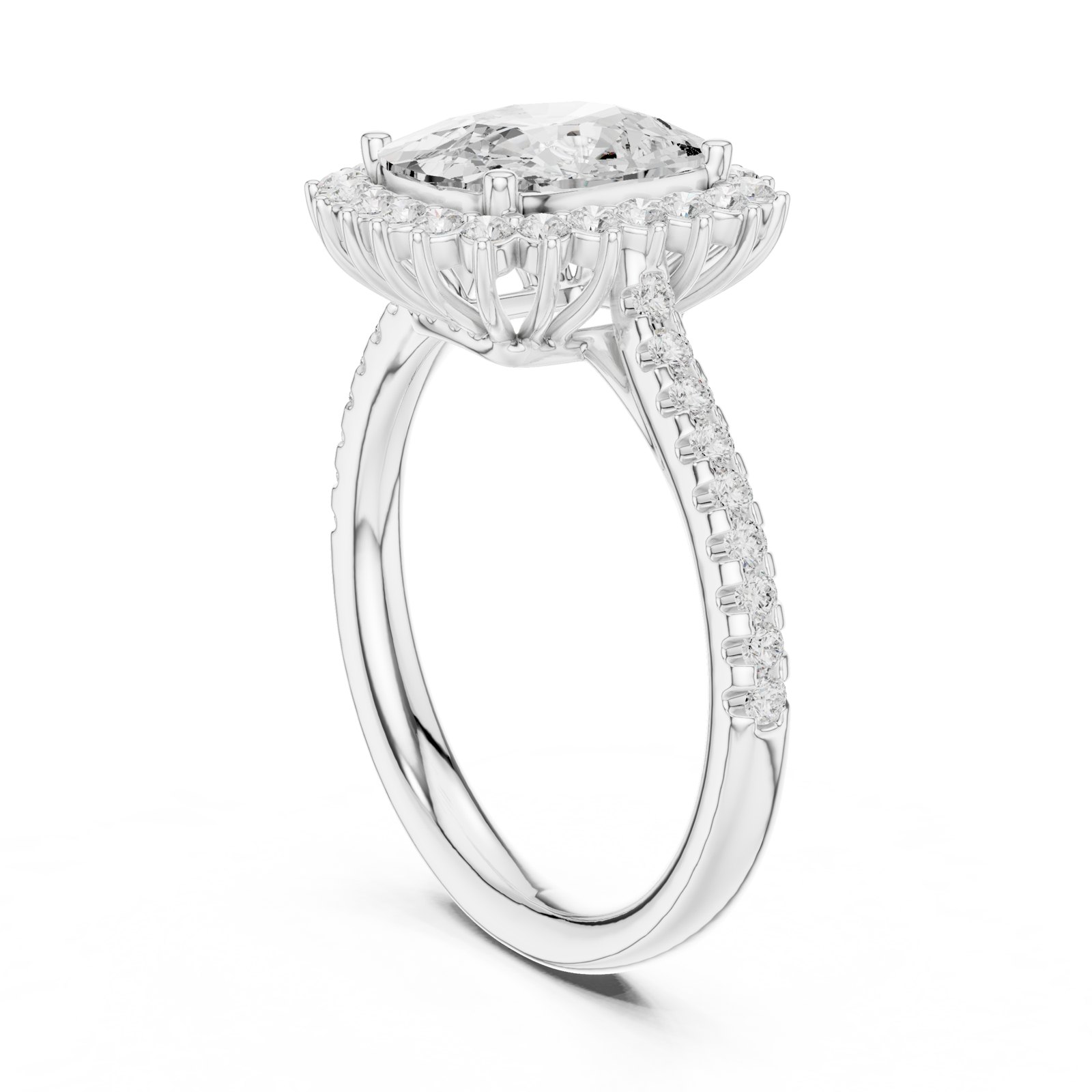 Maddie Cushion Halo Pavé Engagement Ring in white gold