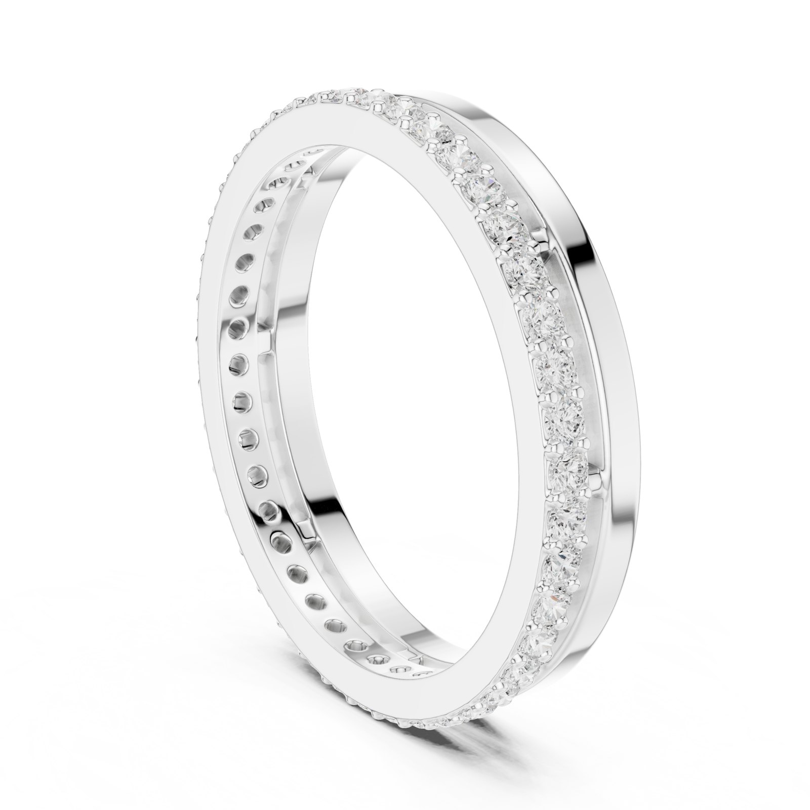 Kalliope Pavé Eternity Band with Polished Rail in white gold