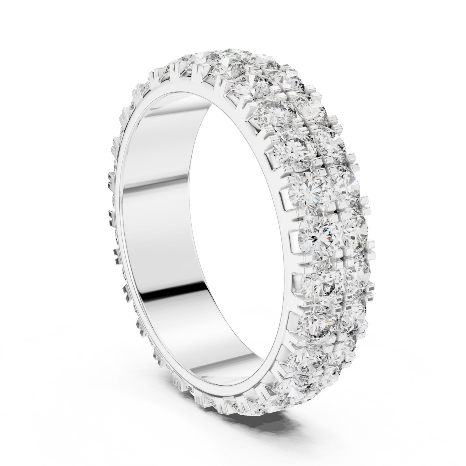 Imelda Wide Double Row Pavé Eternity Band in white gold