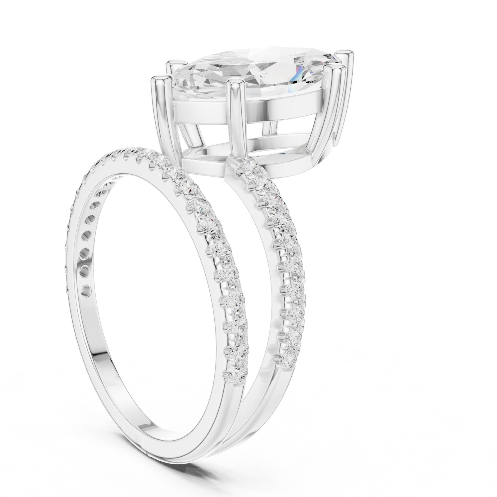 Anika Marquise Bypass Pavé Engagement Ring in white gold