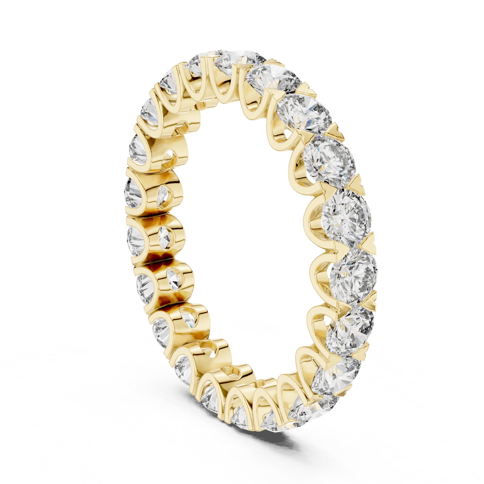 Helga Round Diamond Basket Set Eternity Band in yellow gold