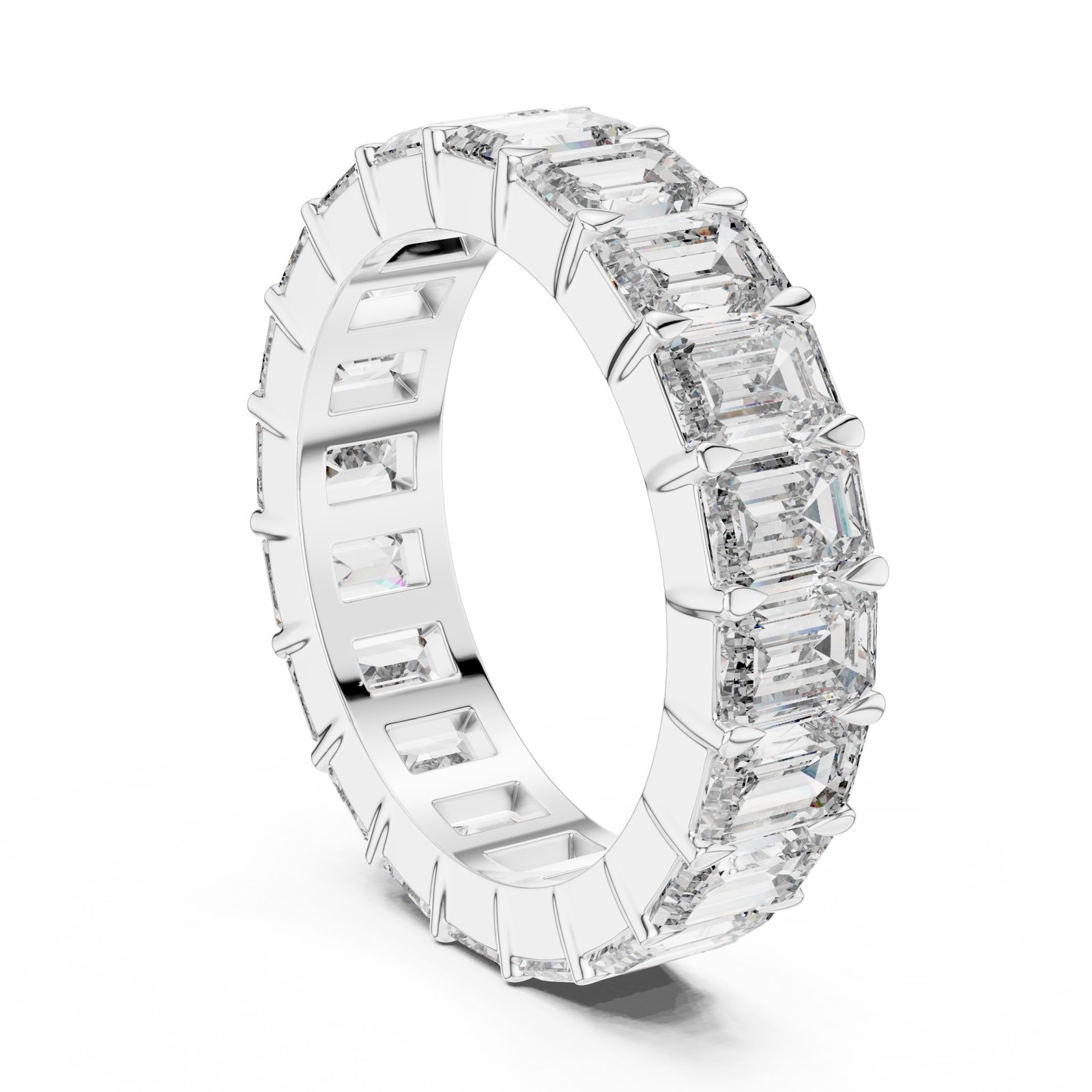 Valeria Emerald Cut Eternity Band in white gold