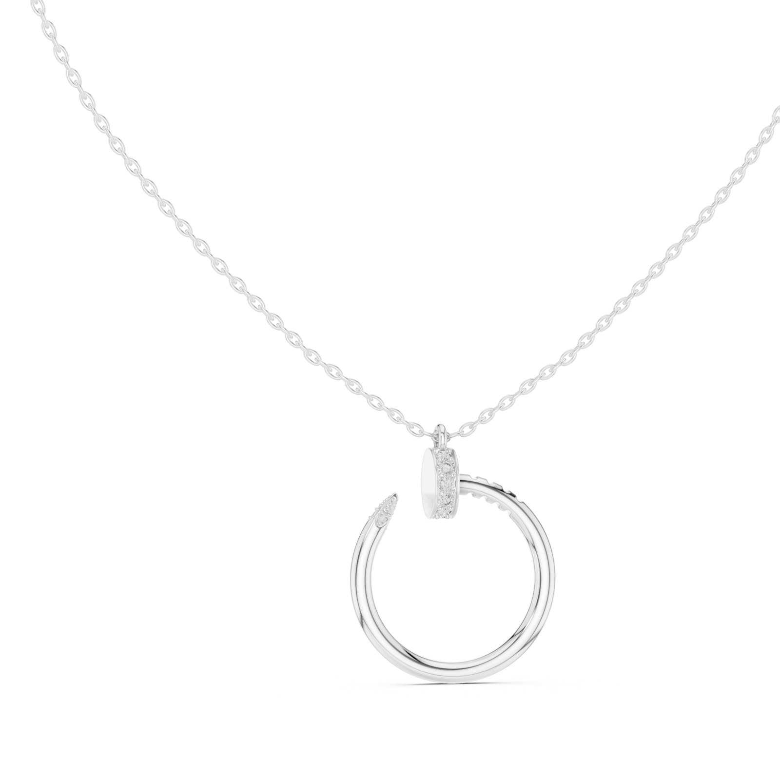 Rania Diamond Nail Open Circle Pendant in white gold