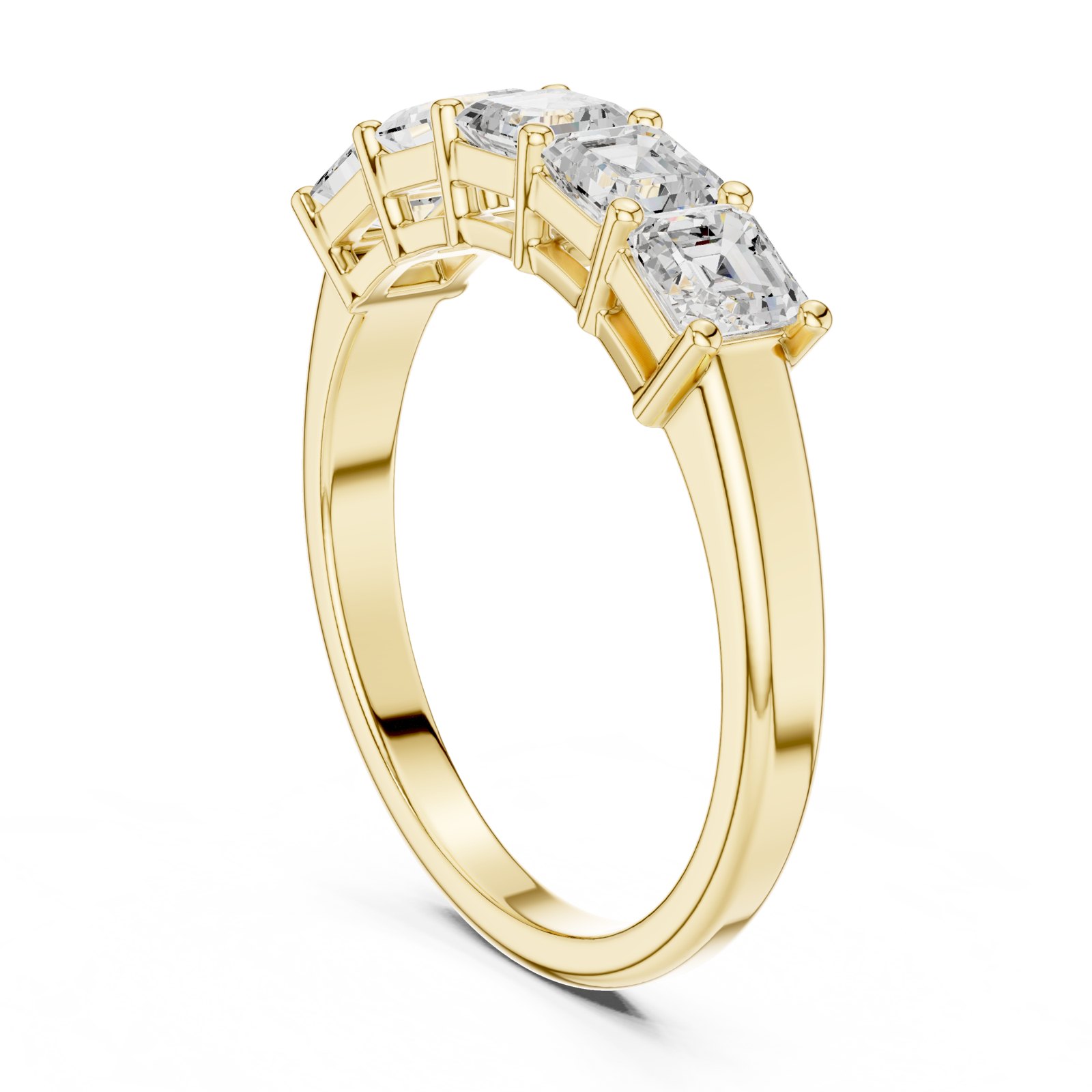 Janina Five Stone Asscher Cut Half Eternity Band in yellow gold