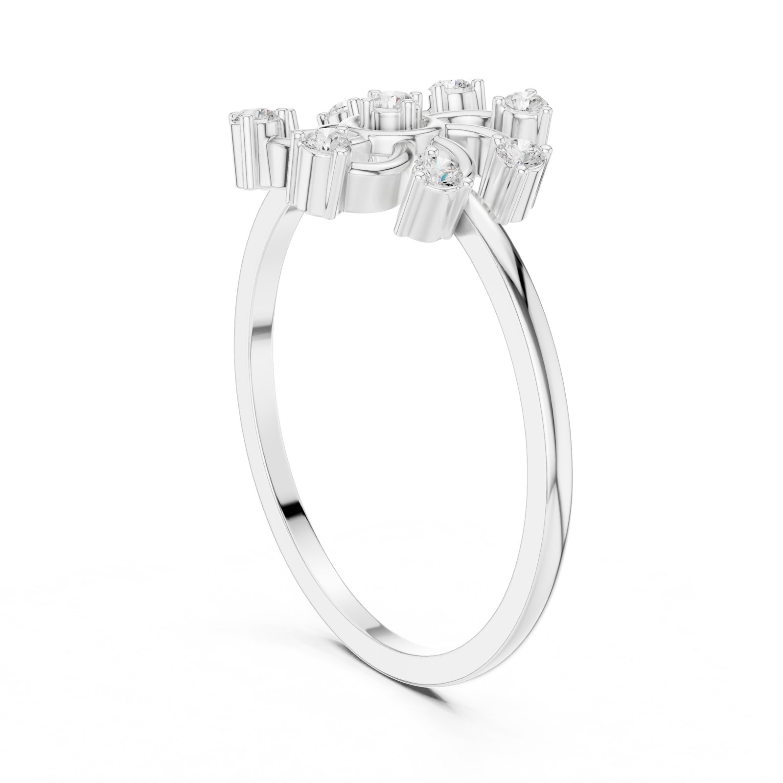 Lisanne Swirling Scattered Gem Cluster Ring in white gold
