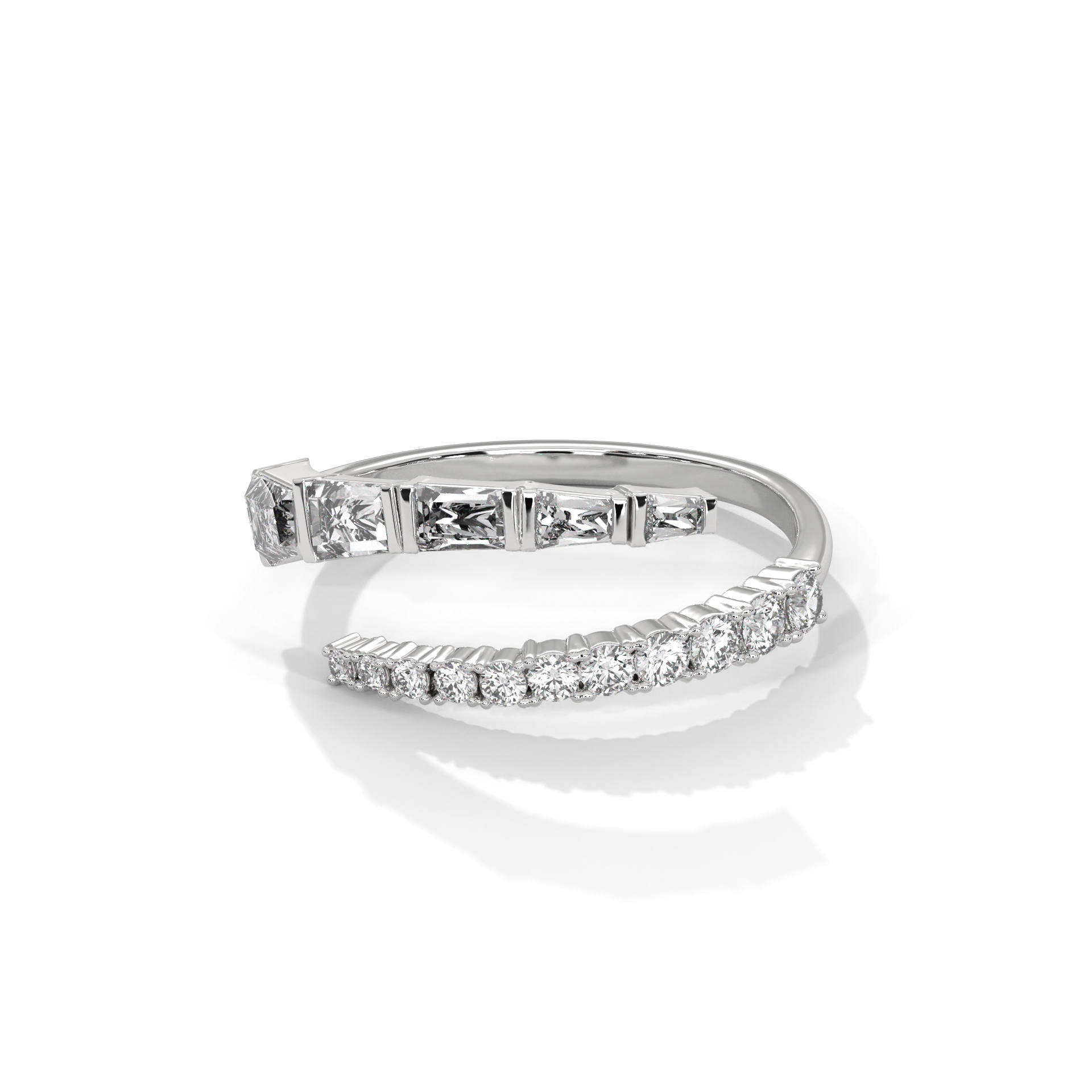 Baguette and Round Diamond Bypass Ring