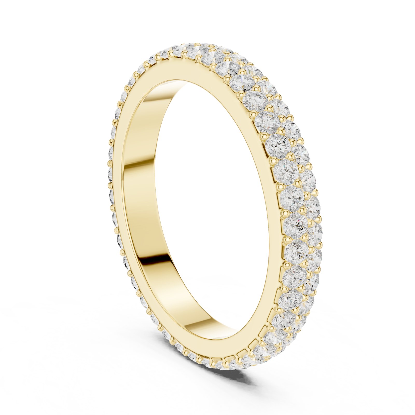 Iveta Domed Triple Row Pavé Eternity Band in yellow gold
