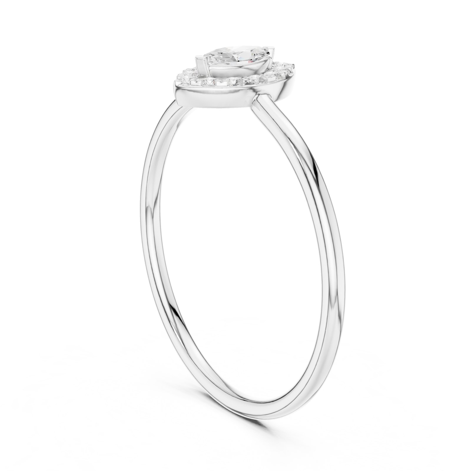 Rosamund Dainty Marquise Halo Engagement Ring in white gold