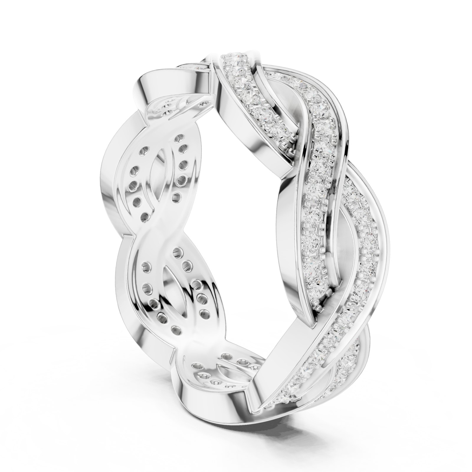 Albane Braided Pavé Wedding Band in white gold