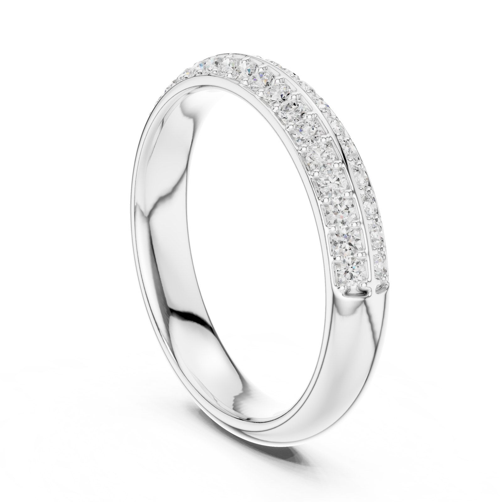 Alexandra Two Row Graduated Pavé Wedding Band in white gold