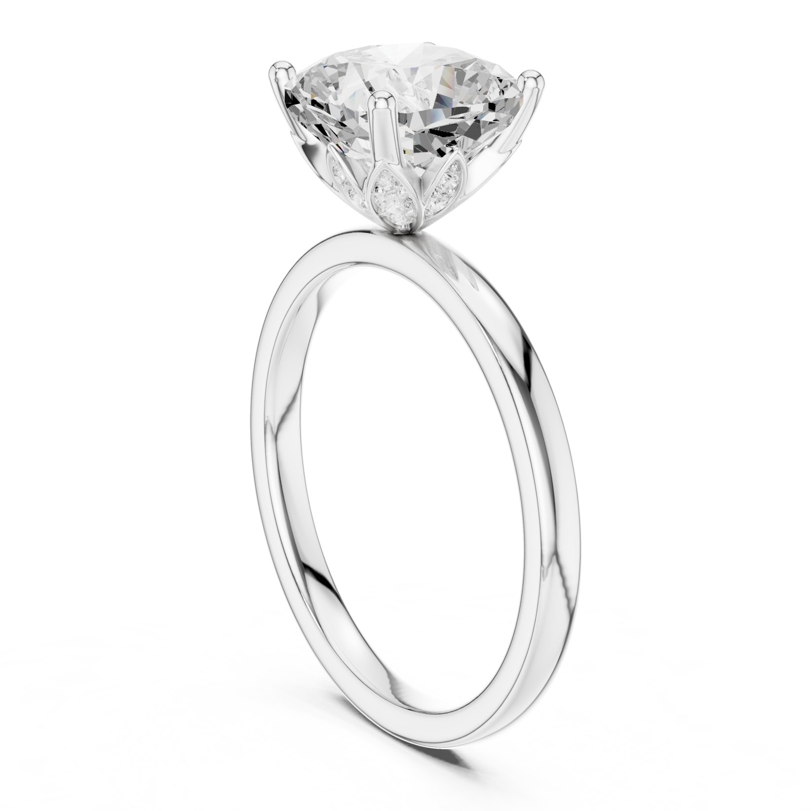 Hermia Cushion Hidden Halo Engagement Ring in white gold