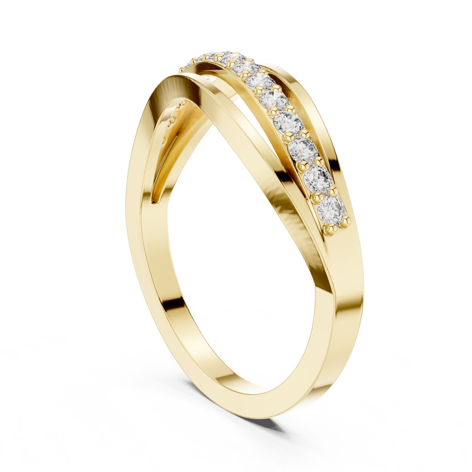 Gloria Contoured Pavé Wedding Band in yellow gold