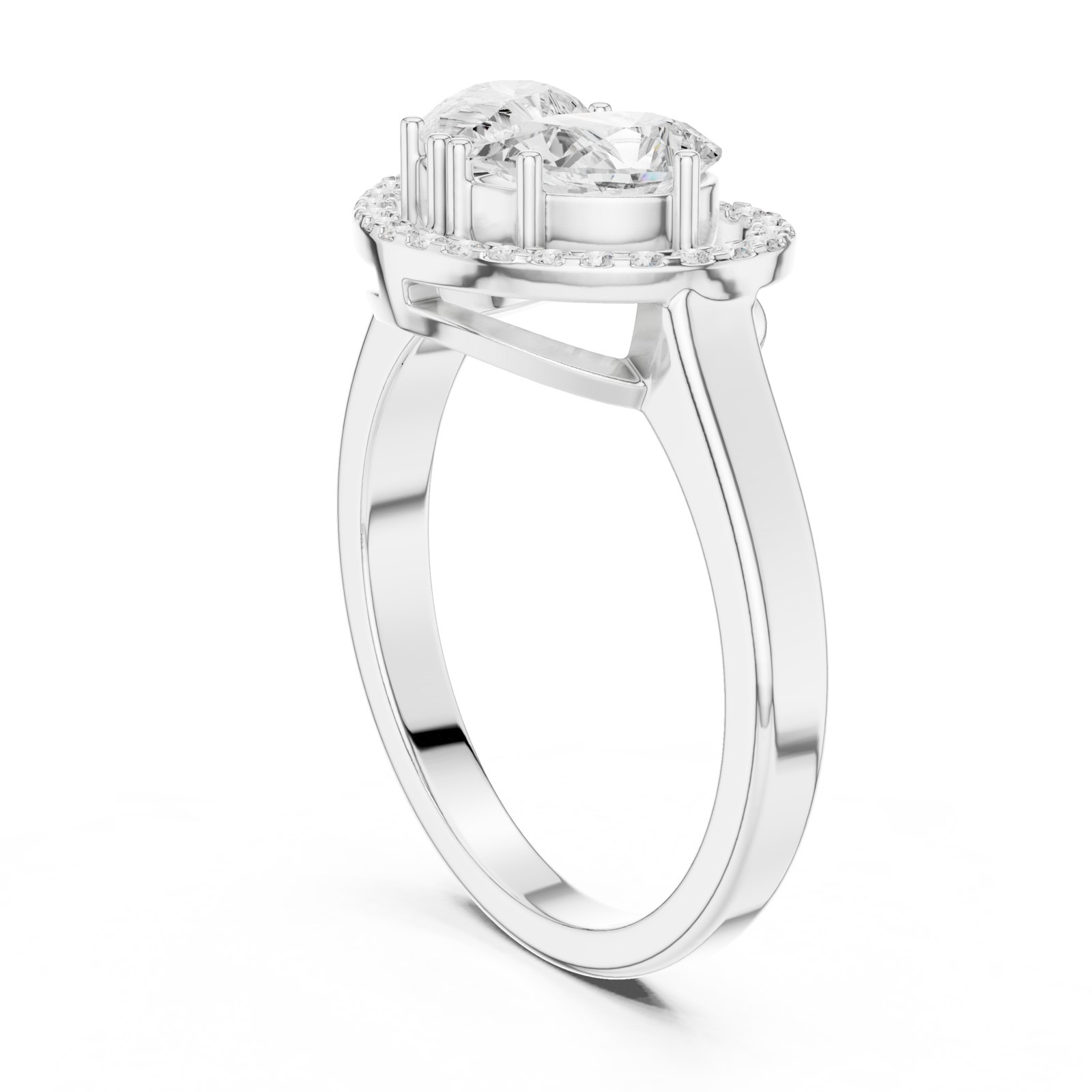 Raffaella Pear Halo Toi Et Moi Engagement Ring in white gold