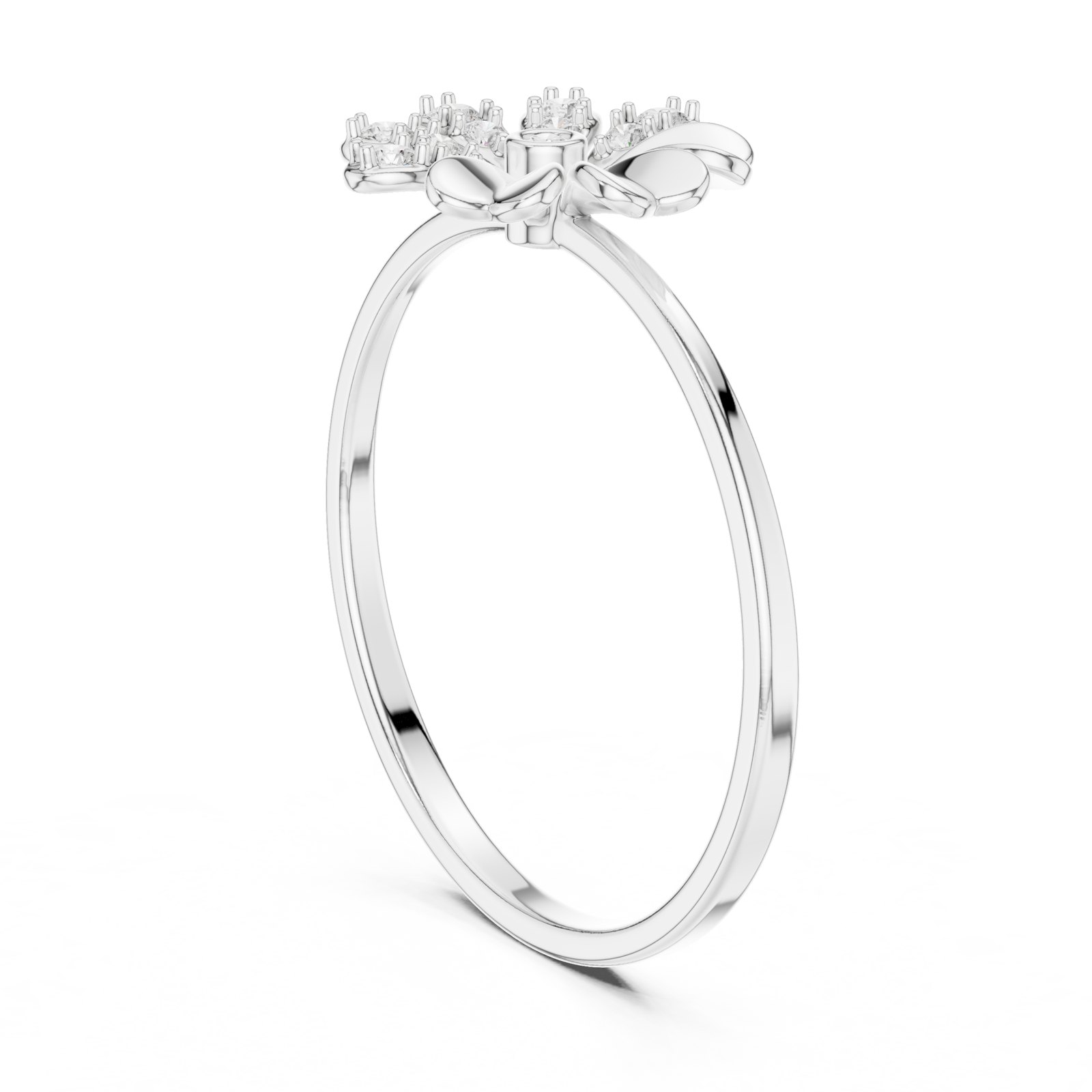Radmila Flower Burst Cluster Thin Band Ring in white gold