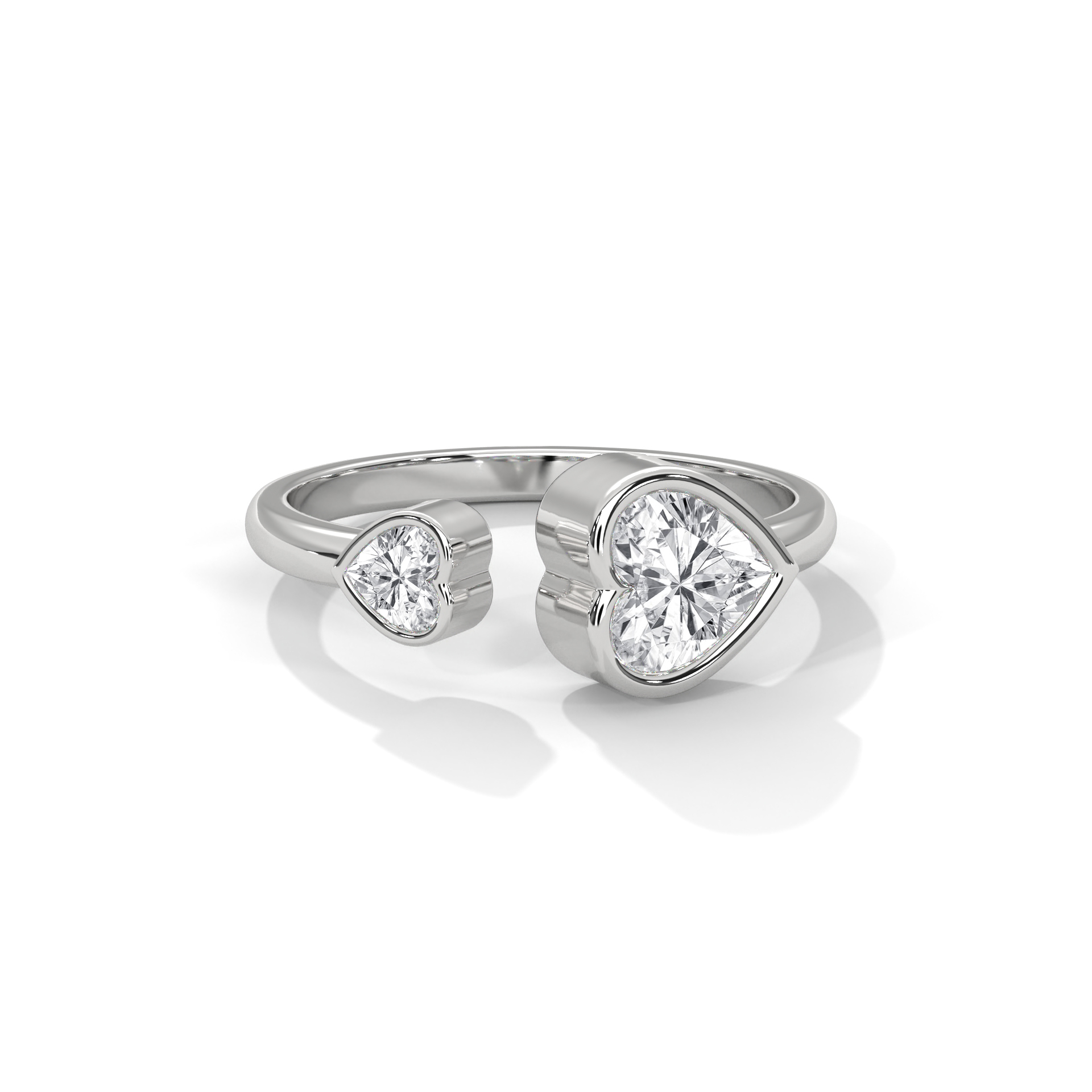 Bezel Heart Toi et Moi Ring