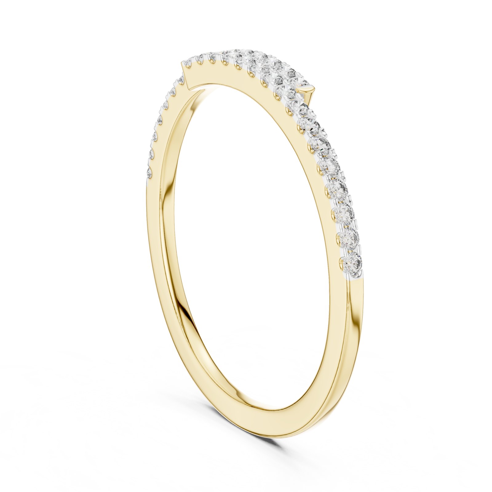 Evelyn Offset Pavé Wedding Band in yellow gold