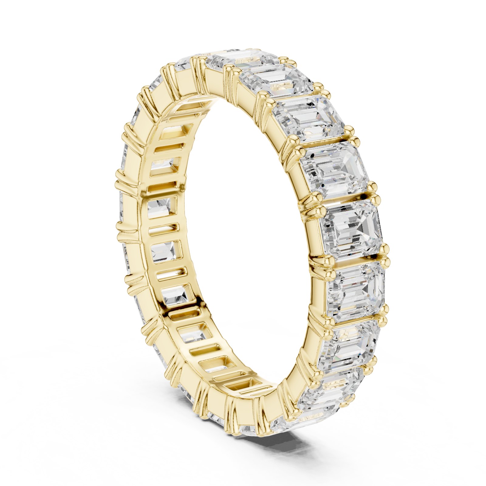 Alenka Wide Emerald Cut Full Eternity Band in yellow gold