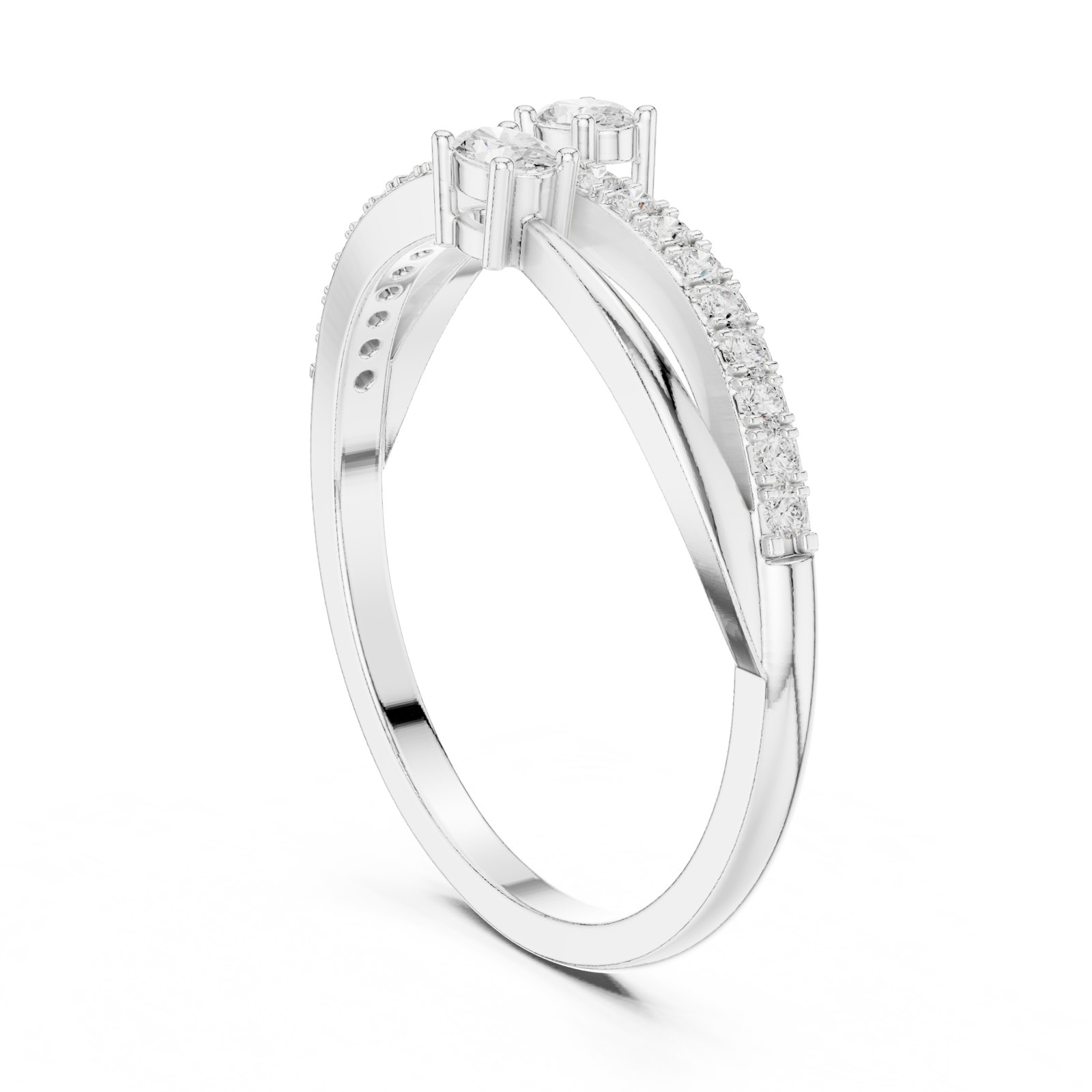 Silvia Oval Bypass Toi Et Moi Engagement Ring in white gold